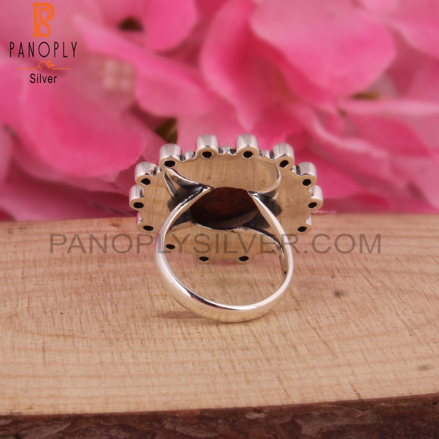Sponge Coral & Garnet 925 Sterling Silver Boho Ring