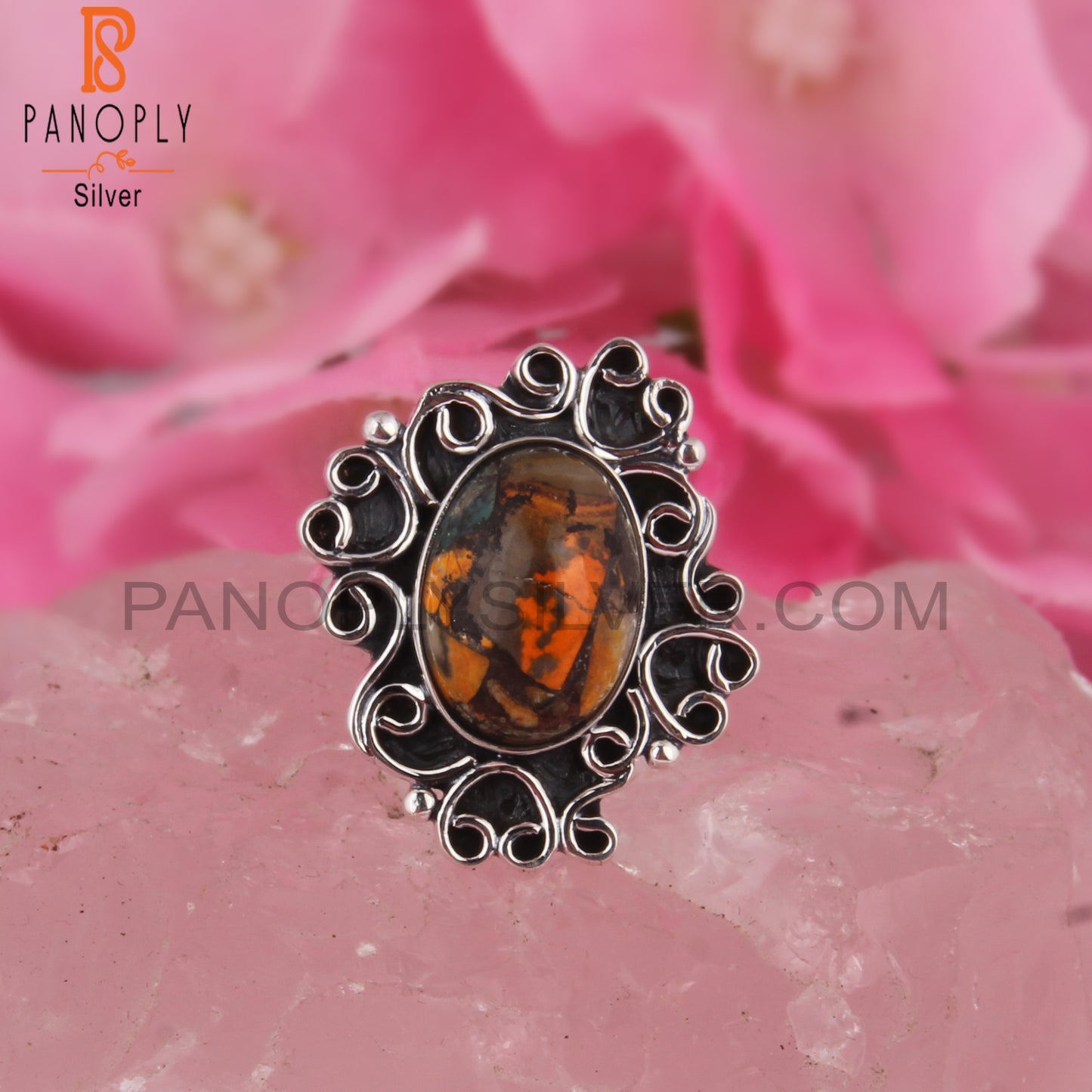 Mojave Copper Bumblebee Turquoise 925 Silver Boho Ring