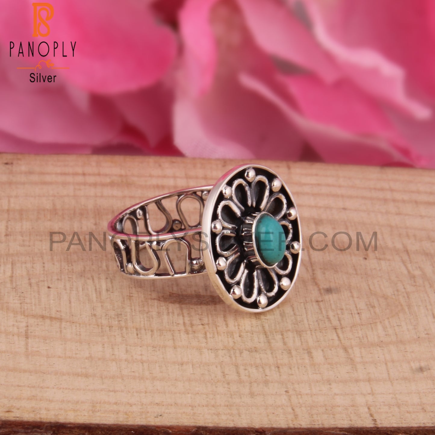 Arizona Turquoise Oval Sterling Silver Ring For Gift