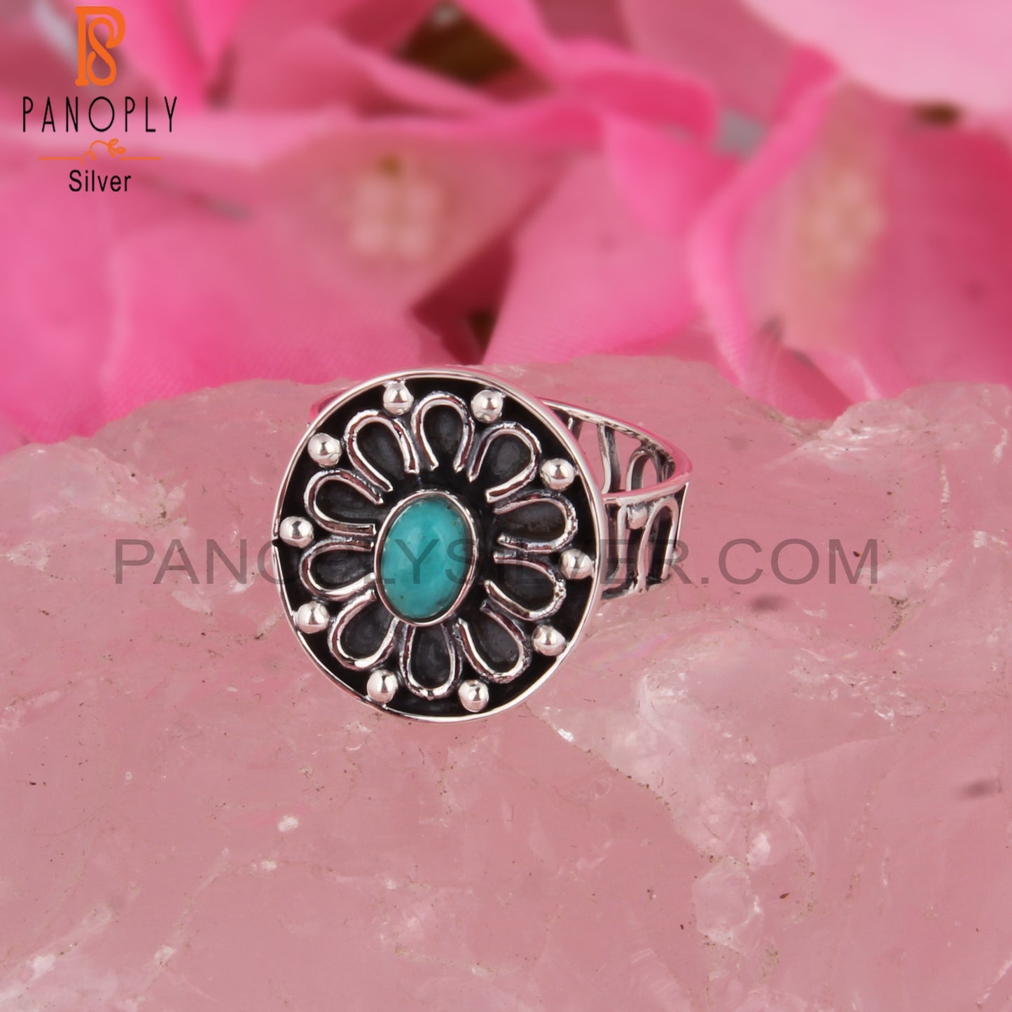 Arizona Turquoise Oval Sterling Silver Ring For Gift