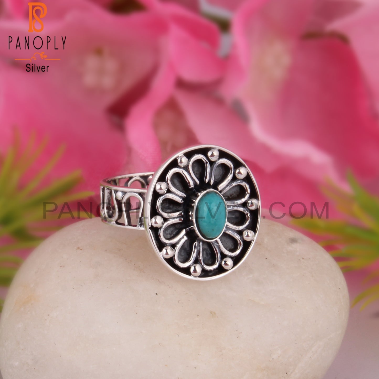 Arizona Turquoise Oval Sterling Silver Ring For Gift