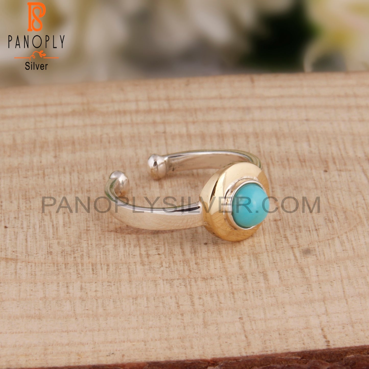 Round Arizona Turquoise 925 Sterling Silver Daily Wear Ring