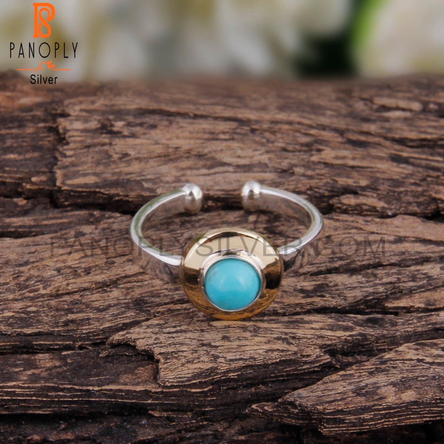 Round Arizona Turquoise 925 Sterling Silver Daily Wear Ring