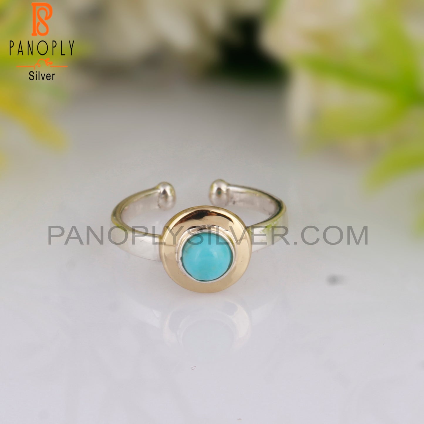 Round Arizona Turquoise 925 Sterling Silver Daily Wear Ring