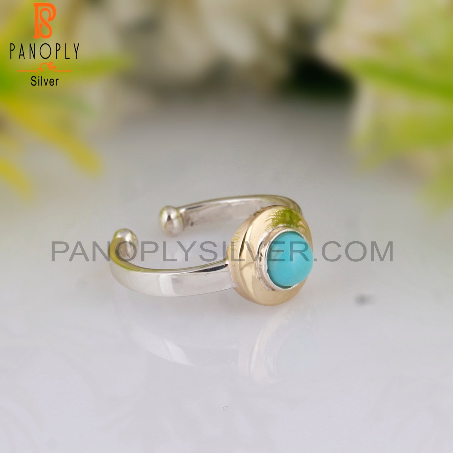 Round Arizona Turquoise 925 Sterling Silver Daily Wear Ring