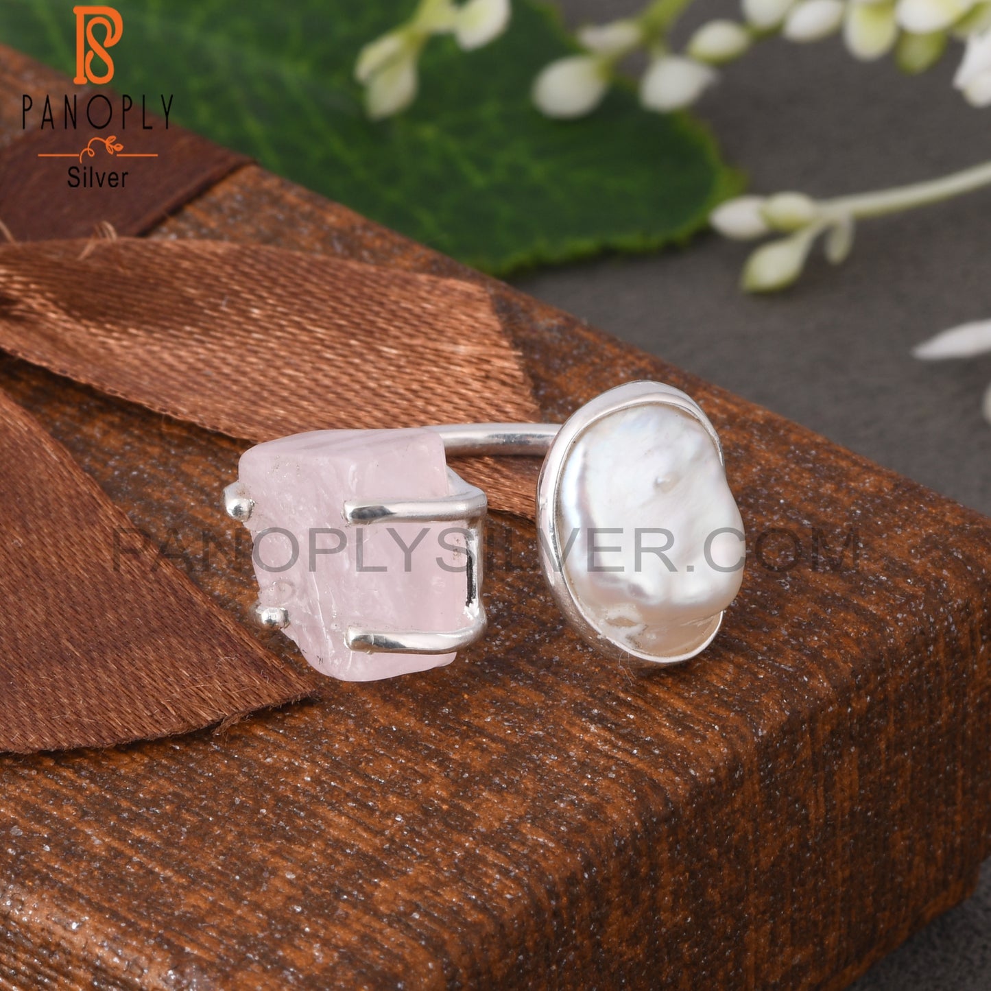 Pearl & Rose Quartz 925 Sterling Silver Ring