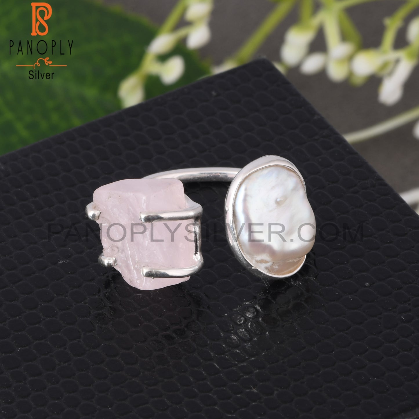 Pearl & Rose Quartz 925 Sterling Silver Ring