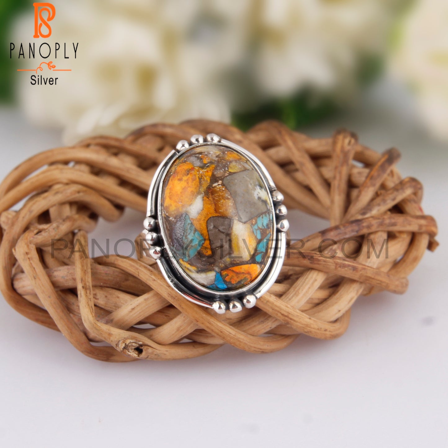 Mojave Bumblebee Turquoise 925 Silver Ring For Anniversary