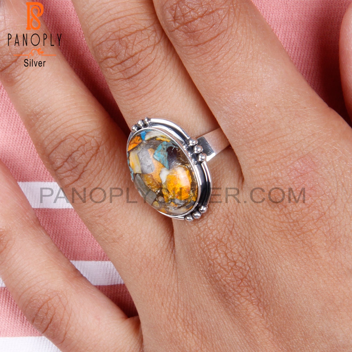 Mojave Bumblebee Turquoise 925 Silver Ring For Anniversary