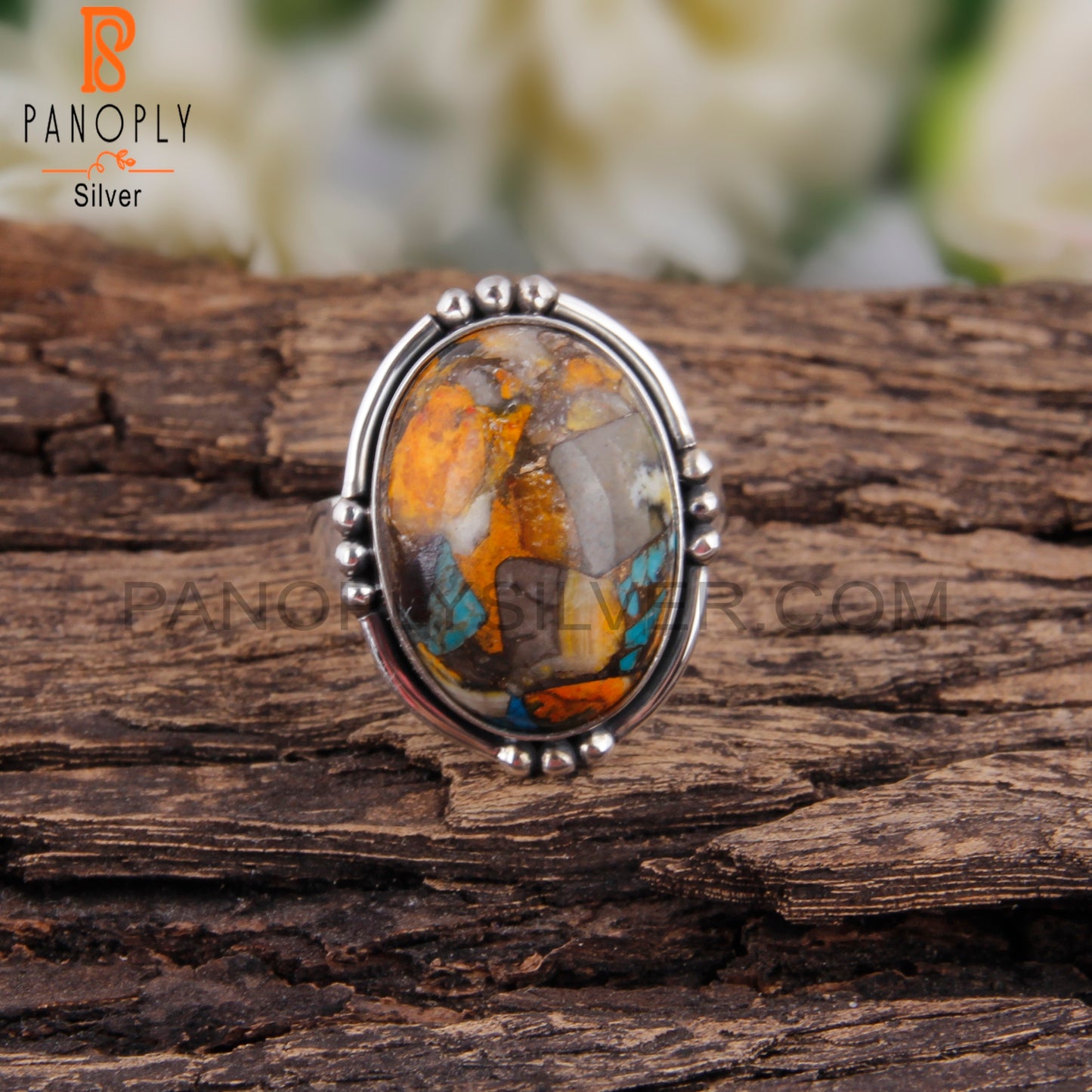 Mojave Bumblebee Turquoise 925 Silver Ring For Anniversary