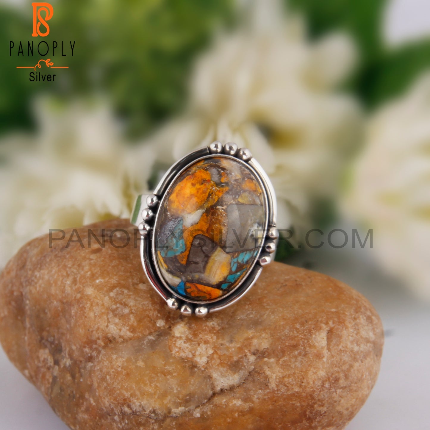 Mojave Bumblebee Turquoise 925 Silver Ring For Anniversary