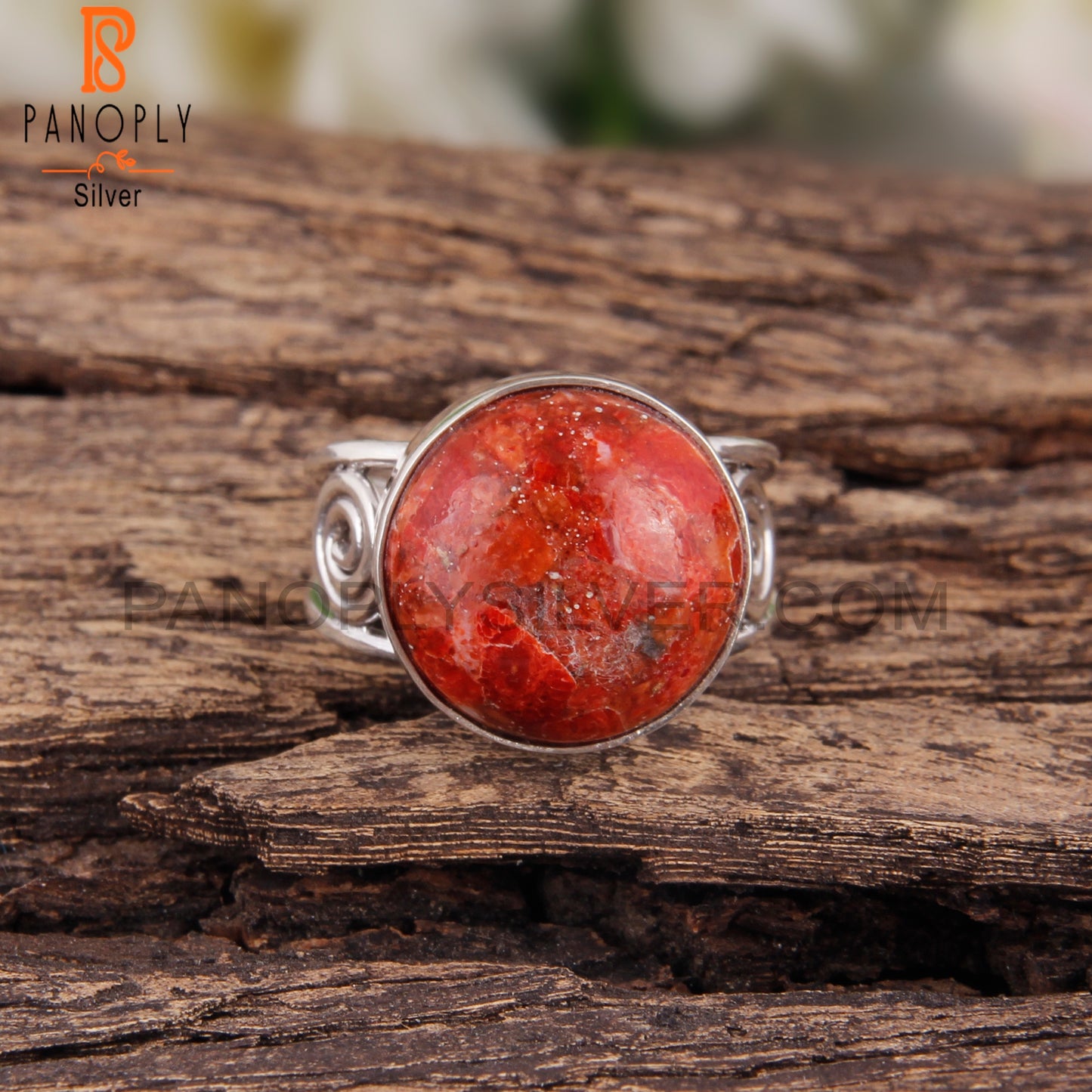 Sponge Coral Round 925 Sterling Silver Party Wear Ring