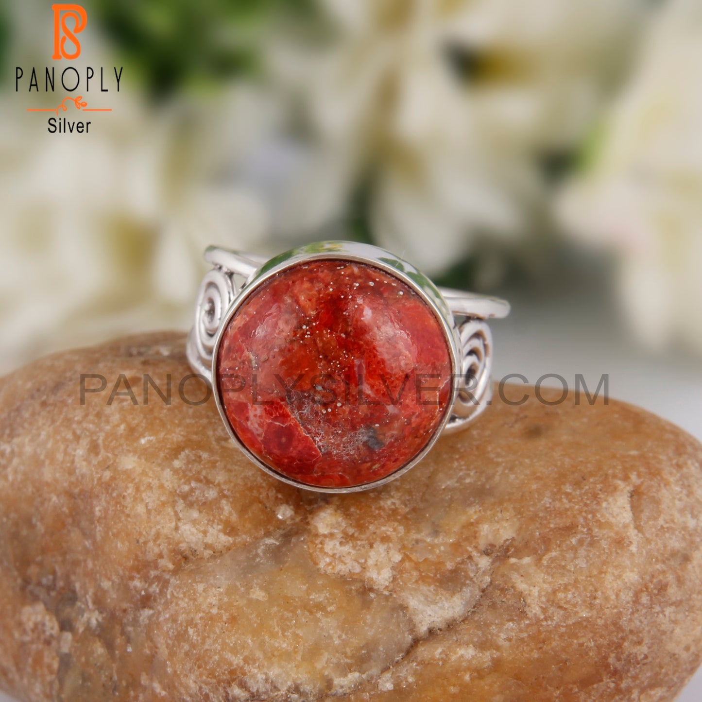 Sponge Coral Round 925 Sterling Silver Party Wear Ring