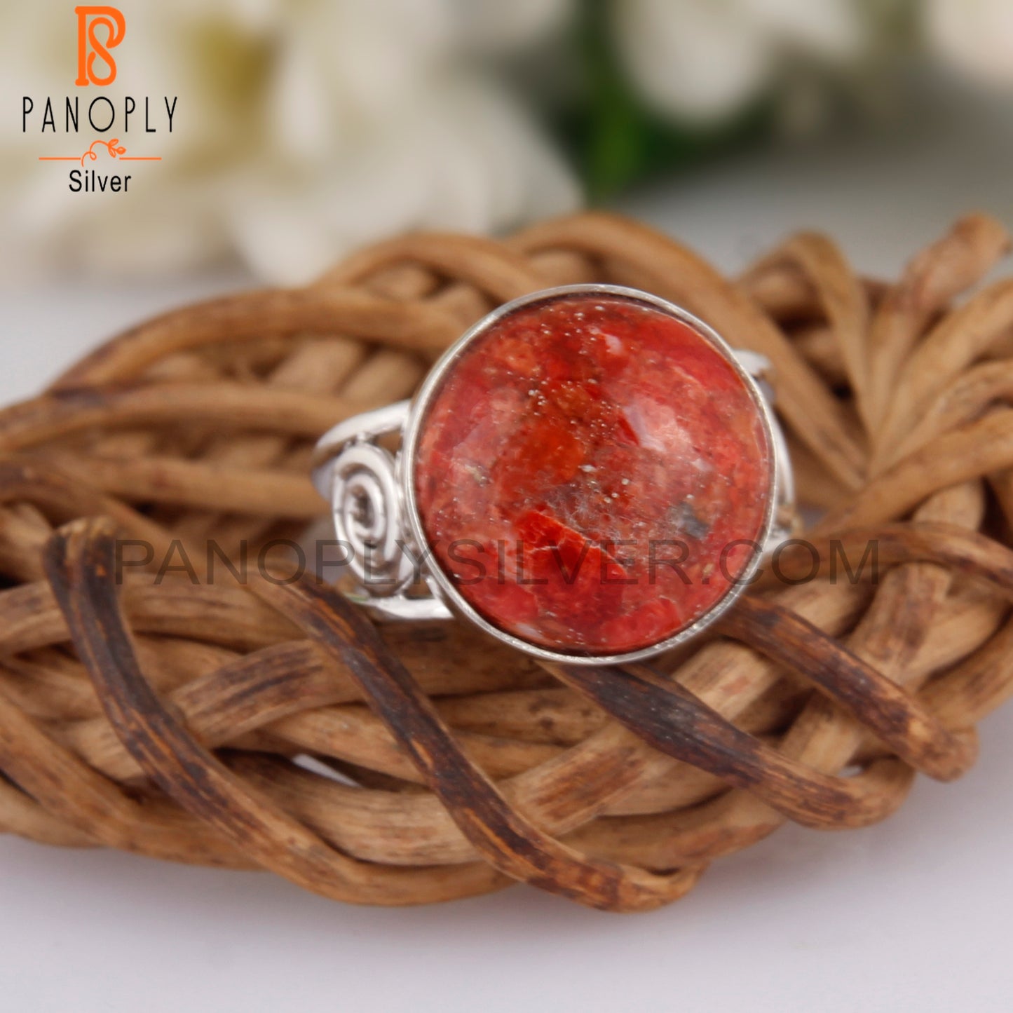 Sponge Coral Round 925 Sterling Silver Party Wear Ring