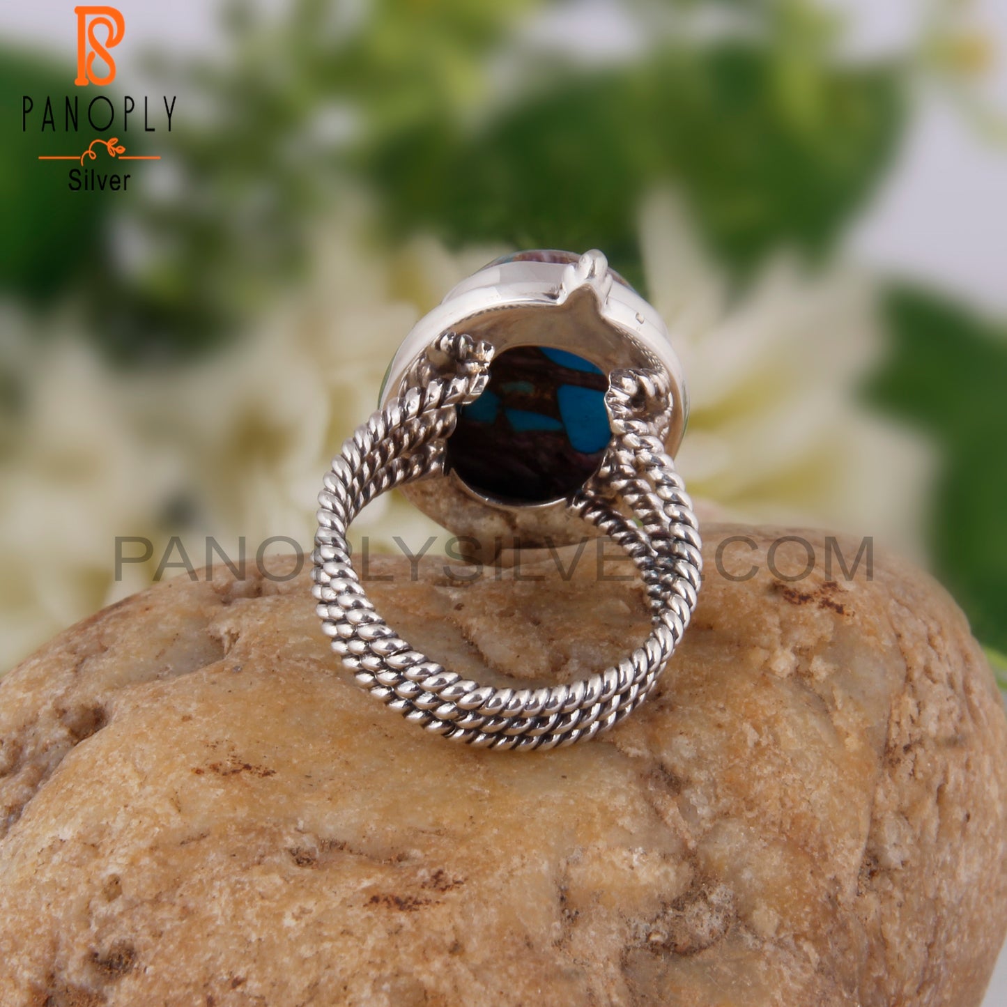 Dainty Mojave Purple Oyster Turquoise Oval 925 Silver Ring