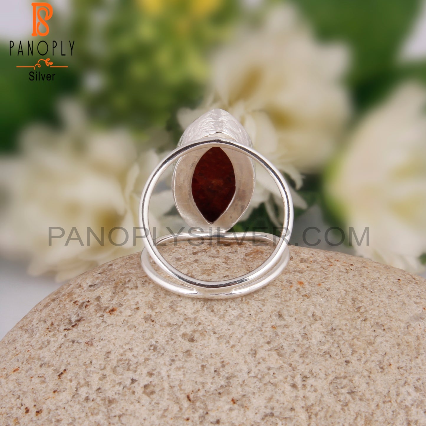 Sponge Coral Marquise Shape 925 Sterling Silver Ring