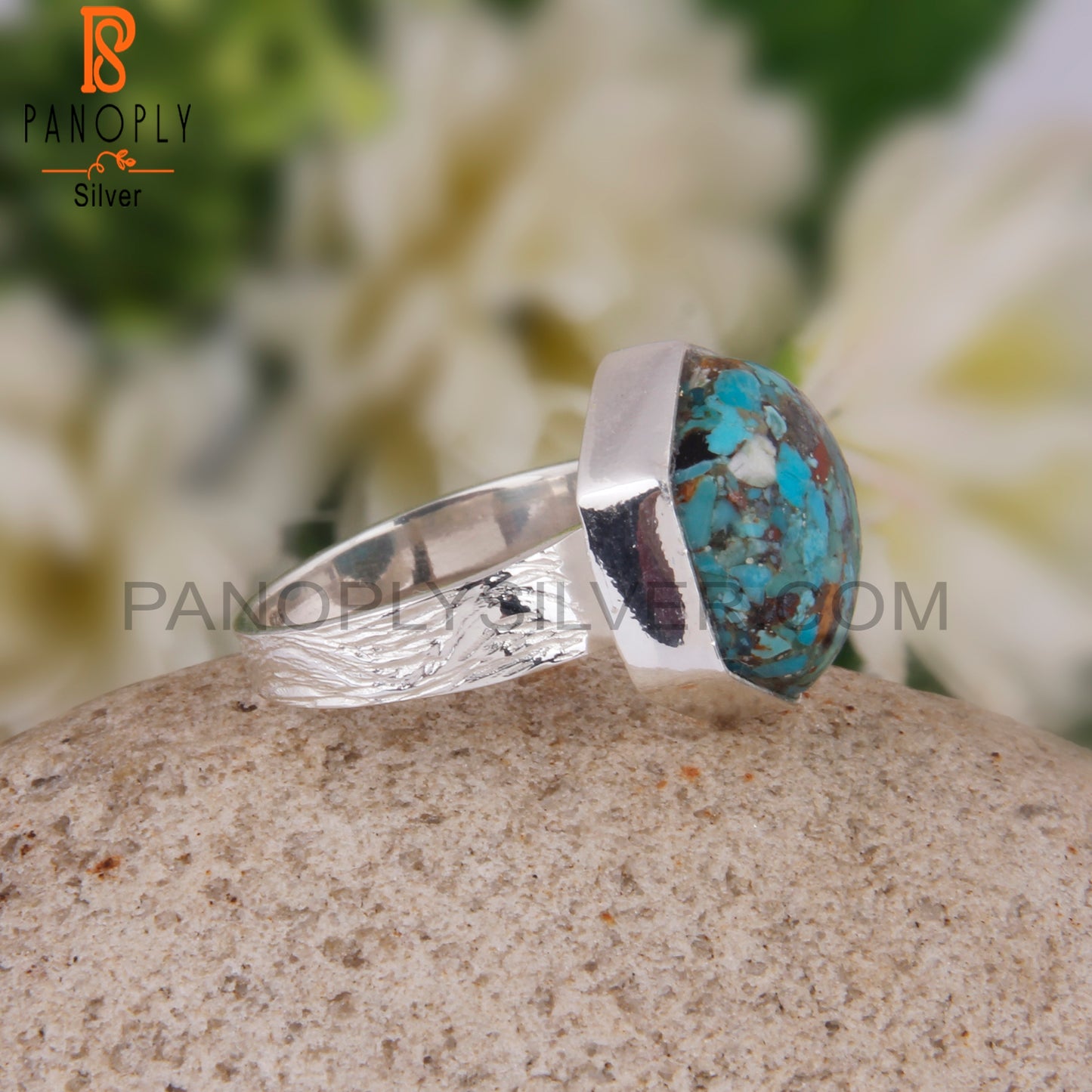 Rare Boulder Turquoise Hexagon Shape 925 Sterling Silver Ring