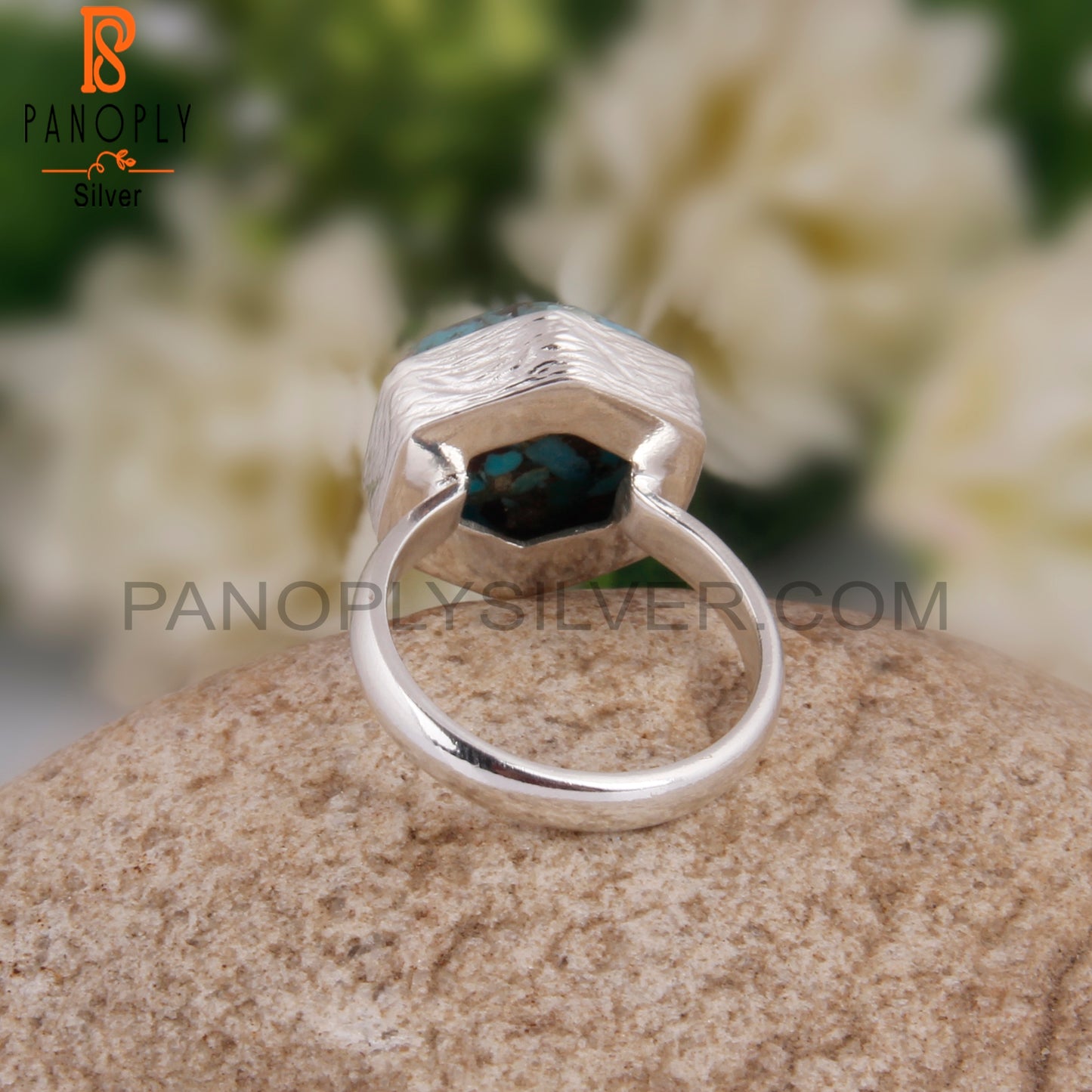 Boulder Turquoise Hexagon Shape 925 Sterling Silver Rare Ring