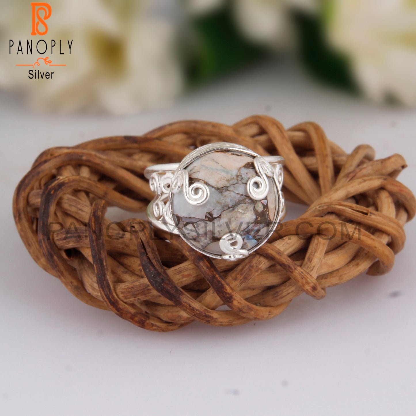 Mojave Opal Designer Round Shape 925 Sterling Silver Ring