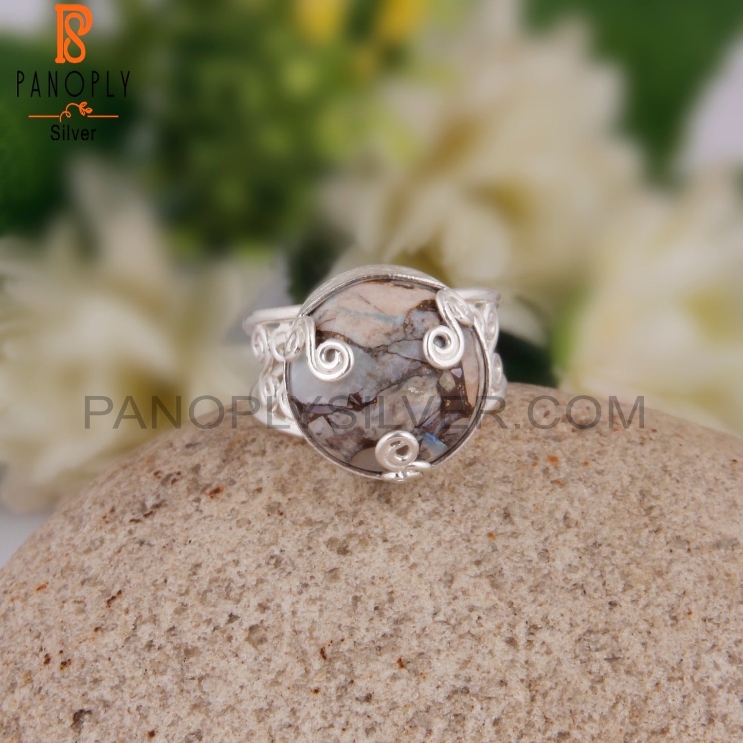 Mojave Opal Designer Round Shape 925 Sterling Silver Ring