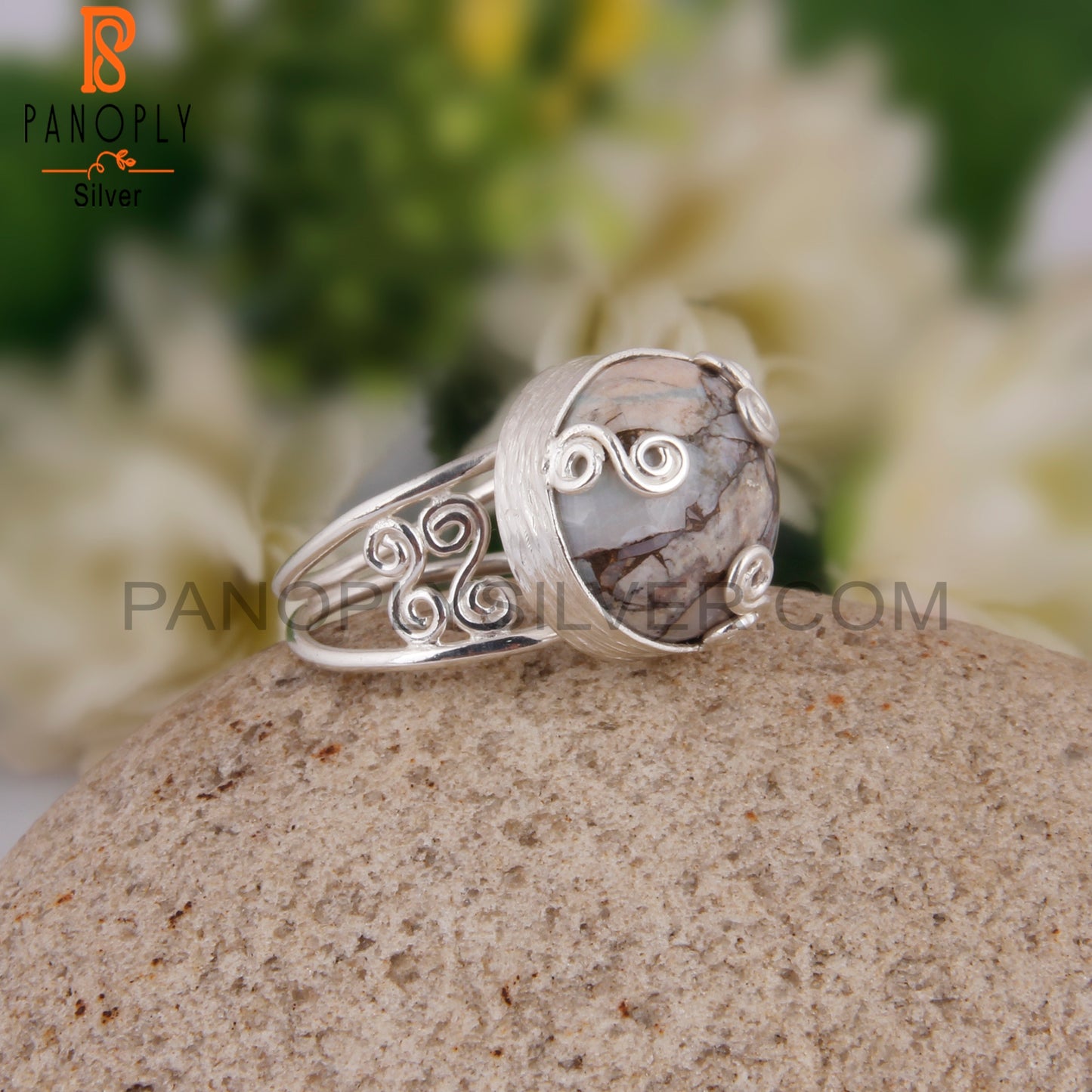 Mojave Opal Designer Round Shape 925 Sterling Silver Ring