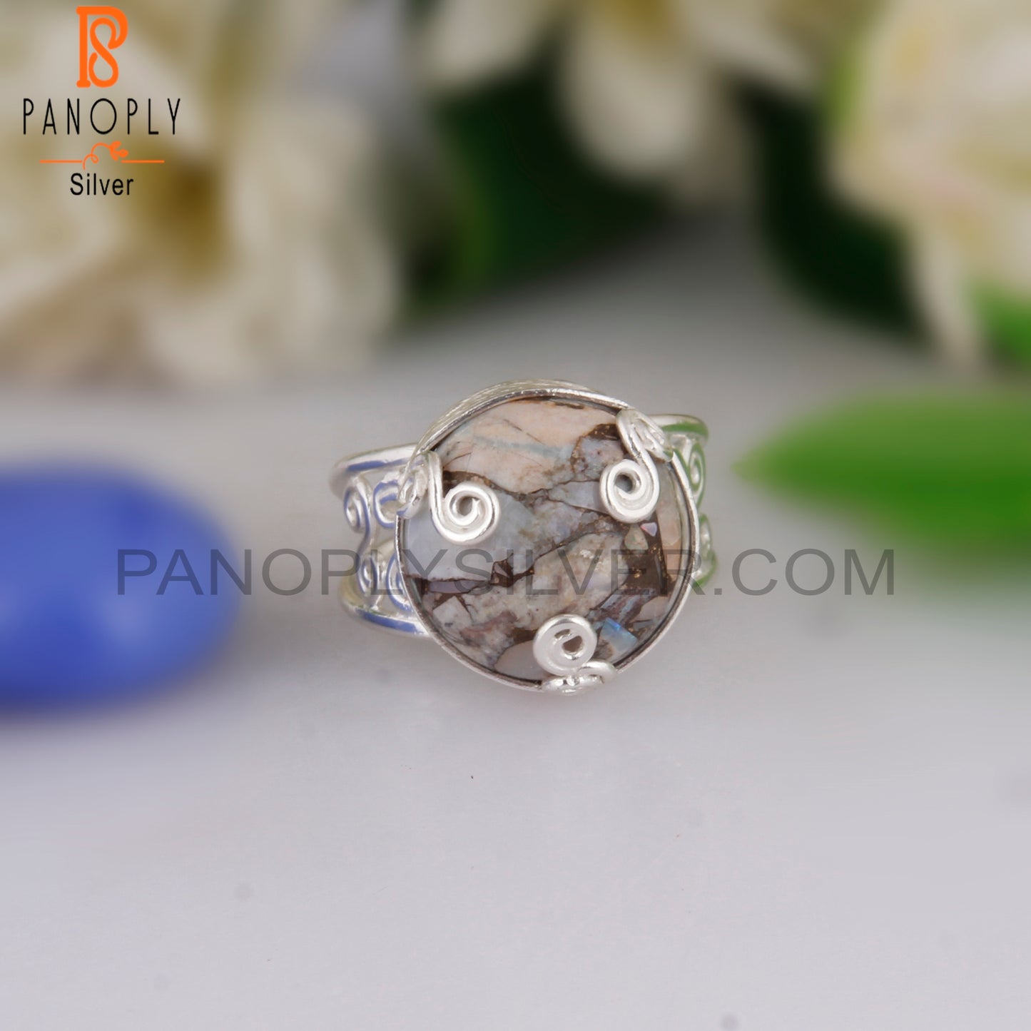 Mojave Opal Designer Round Shape 925 Sterling Silver Ring