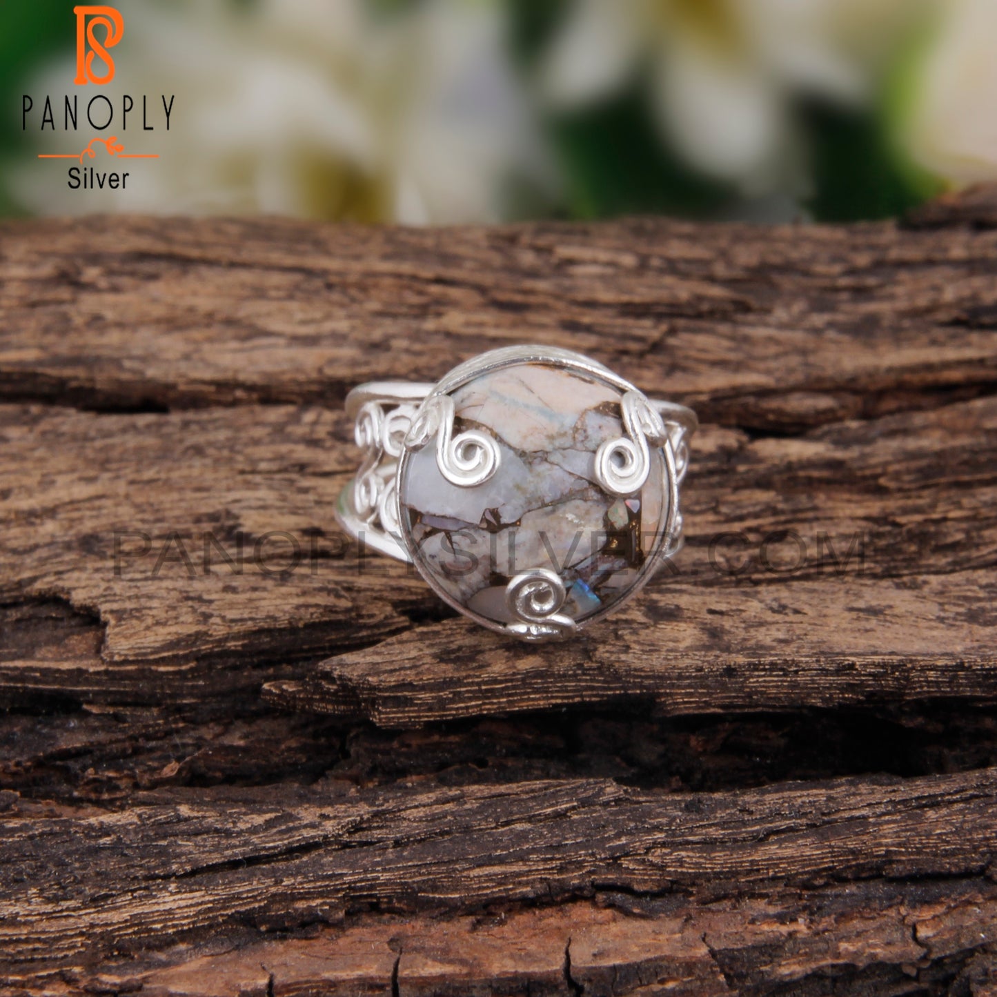 Mojave Opal Designer Round Shape 925 Sterling Silver Ring