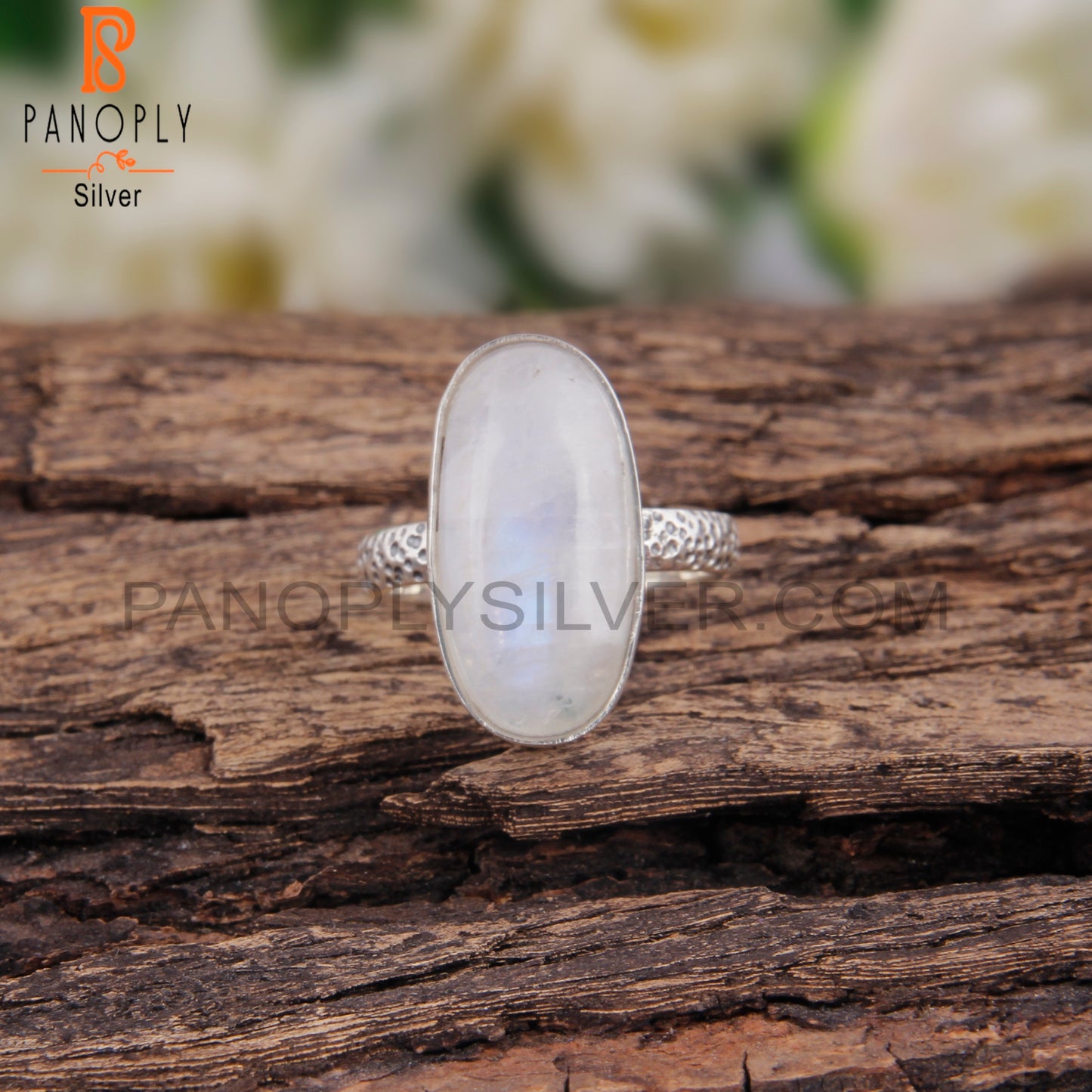 Stylish Rainbow Moonstone Oval Shape 925 Silver Ring