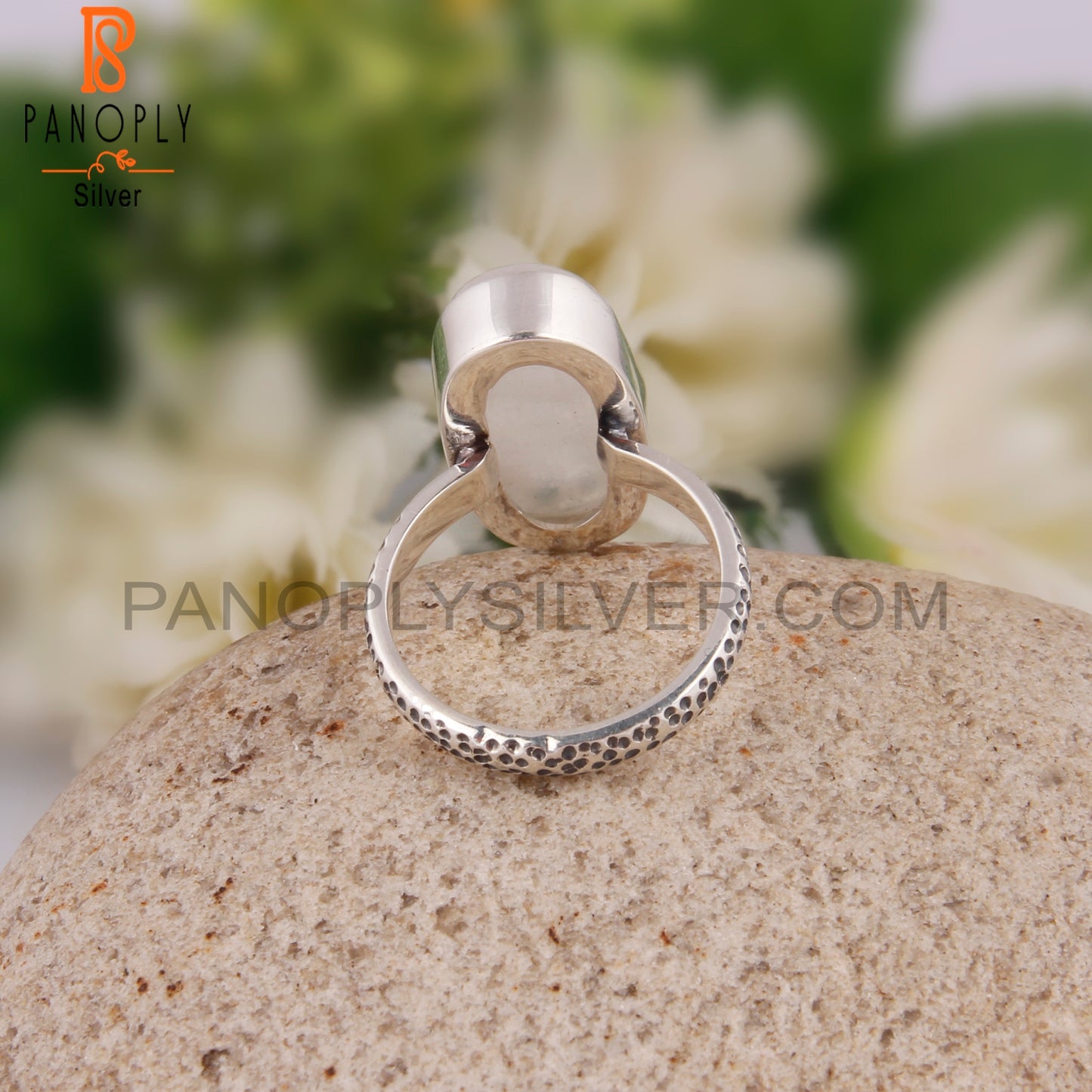 Stylish Rainbow Moonstone Oval Shape 925 Silver Ring