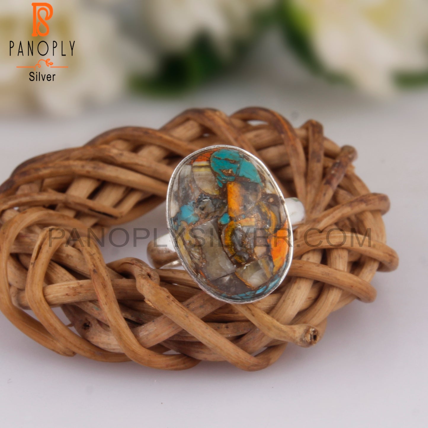 Bumblebee Mojave Turquoise Oval 925 Sterling Silver Ring