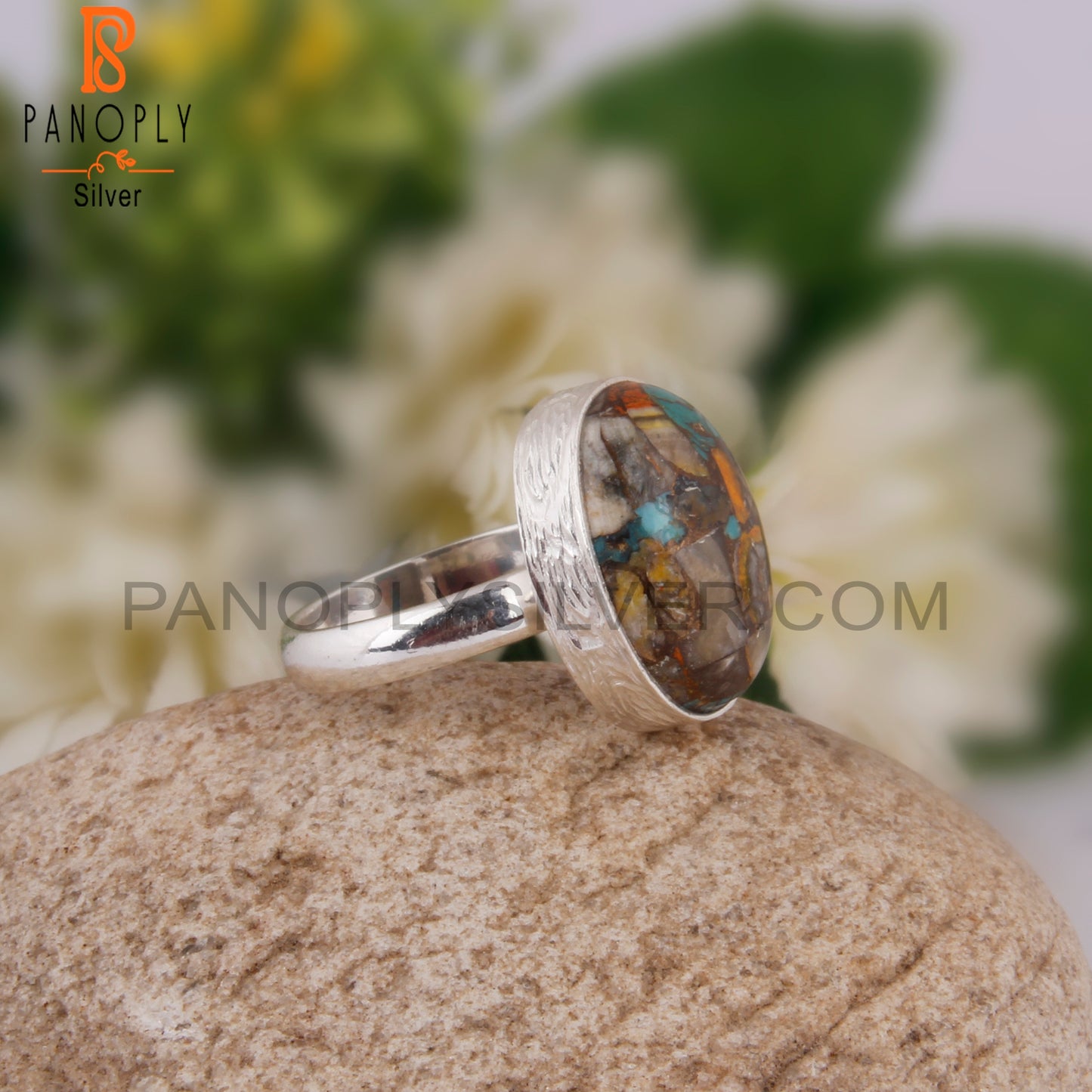 Bumblebee Mojave Turquoise Oval 925 Sterling Silver Ring