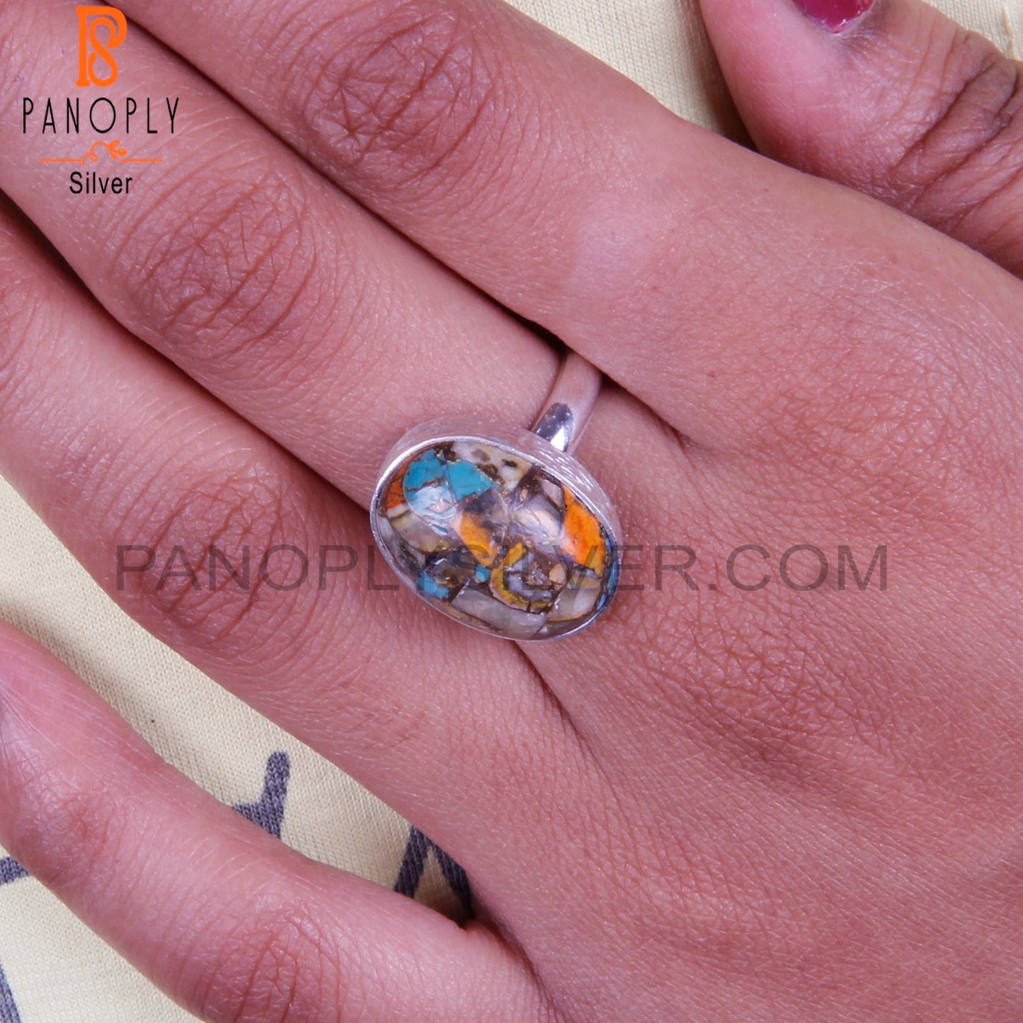 Bumblebee Mojave Turquoise Oval 925 Sterling Silver Ring