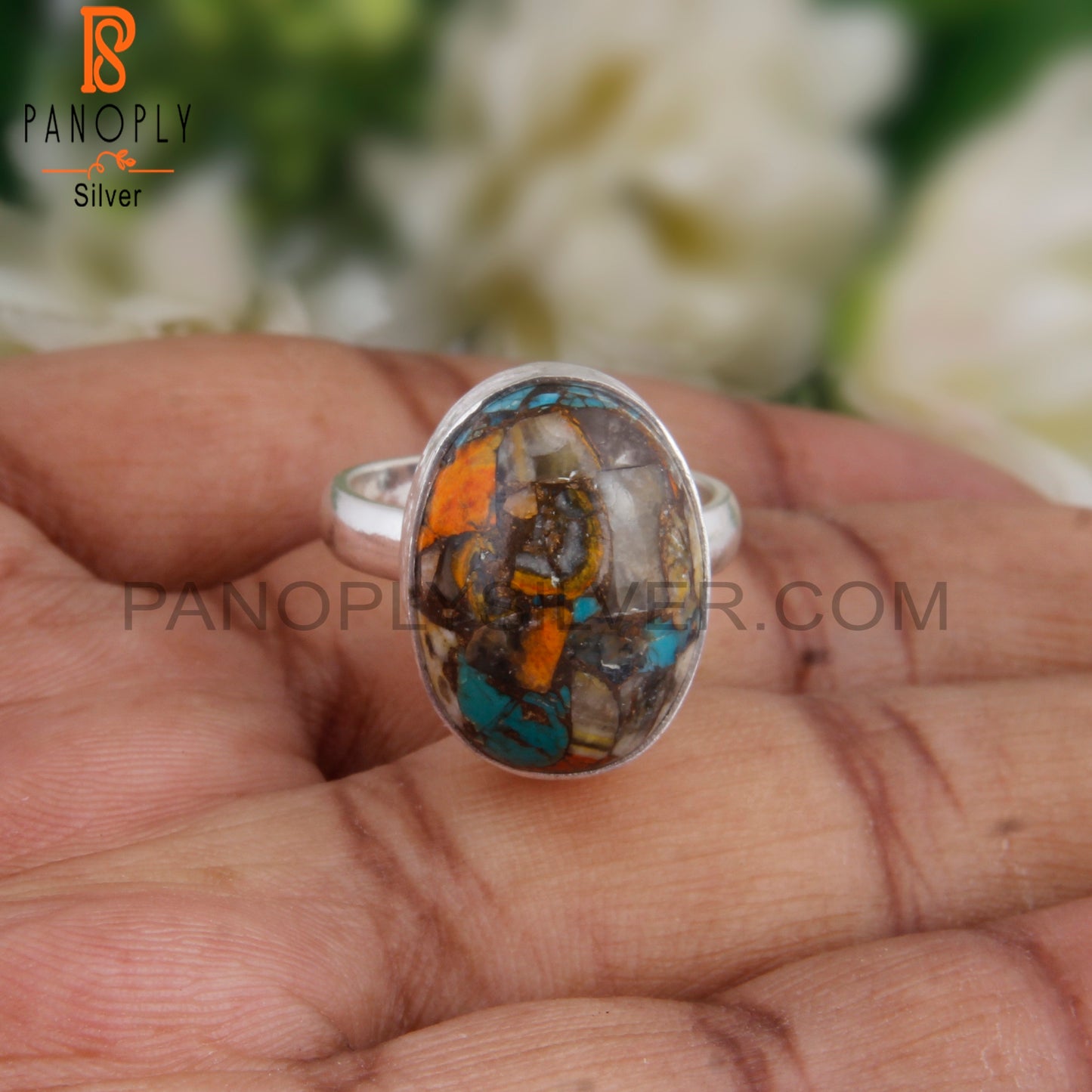 Bumblebee Mojave Turquoise Oval 925 Sterling Silver Ring