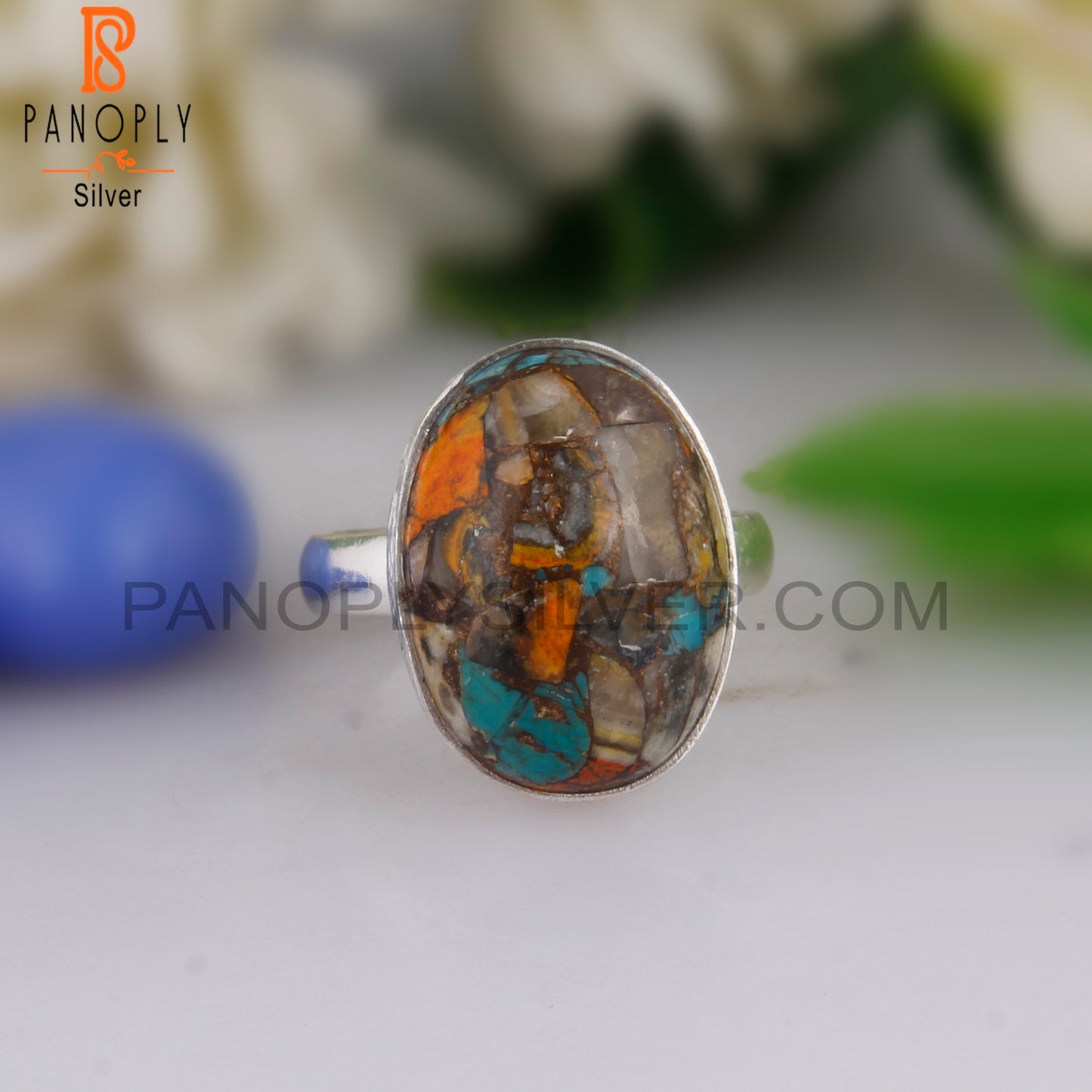 Bumblebee Mojave Turquoise Oval 925 Sterling Silver Ring