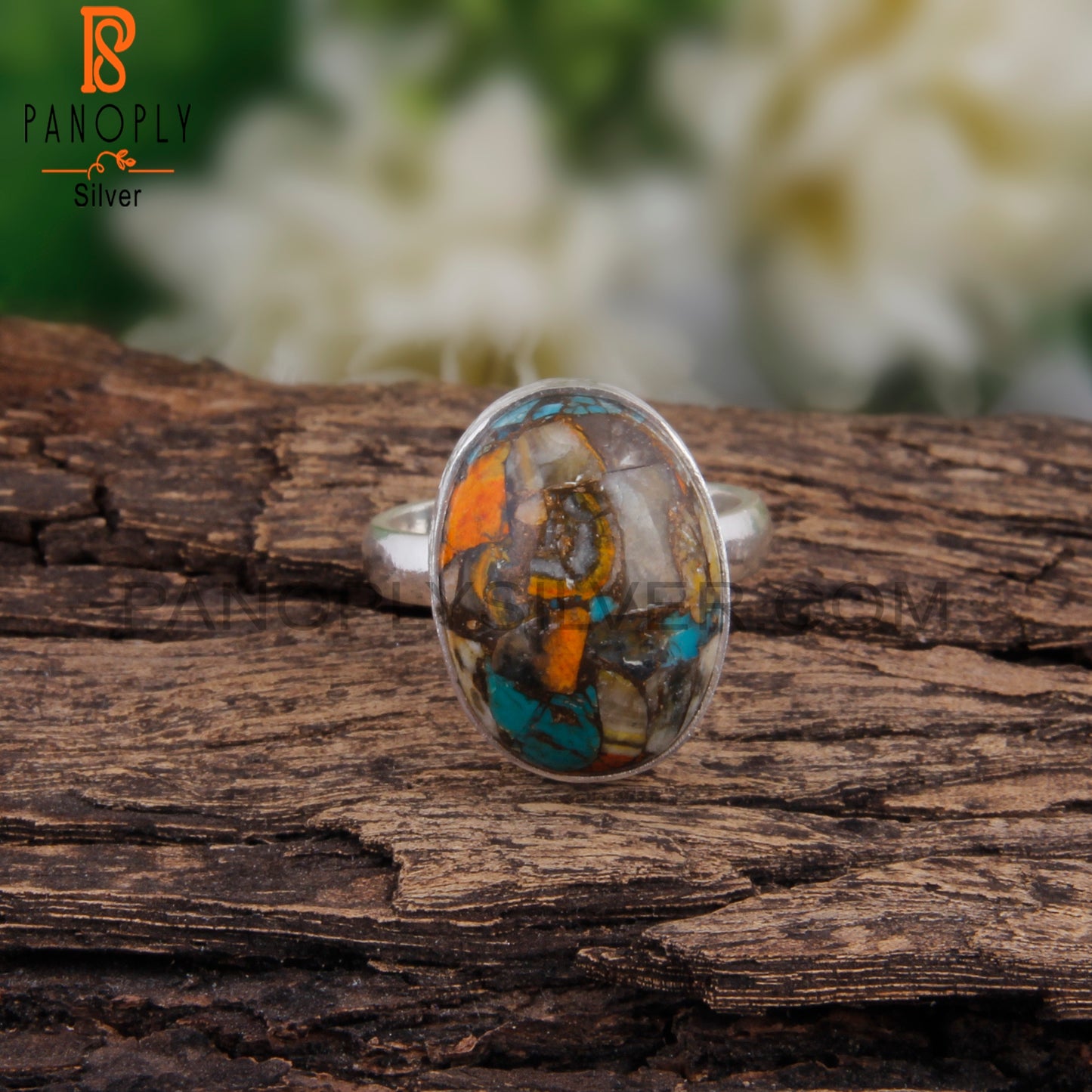 Bumblebee Mojave Turquoise Oval 925 Sterling Silver Ring