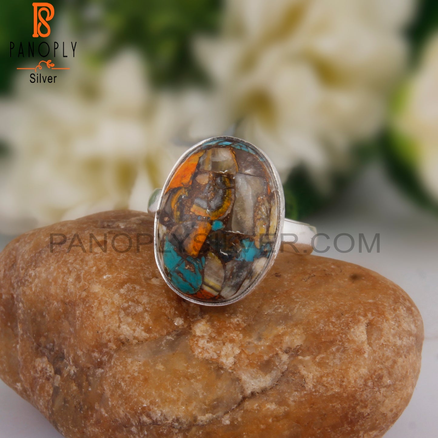 Bumblebee Mojave Turquoise Oval 925 Sterling Silver Ring