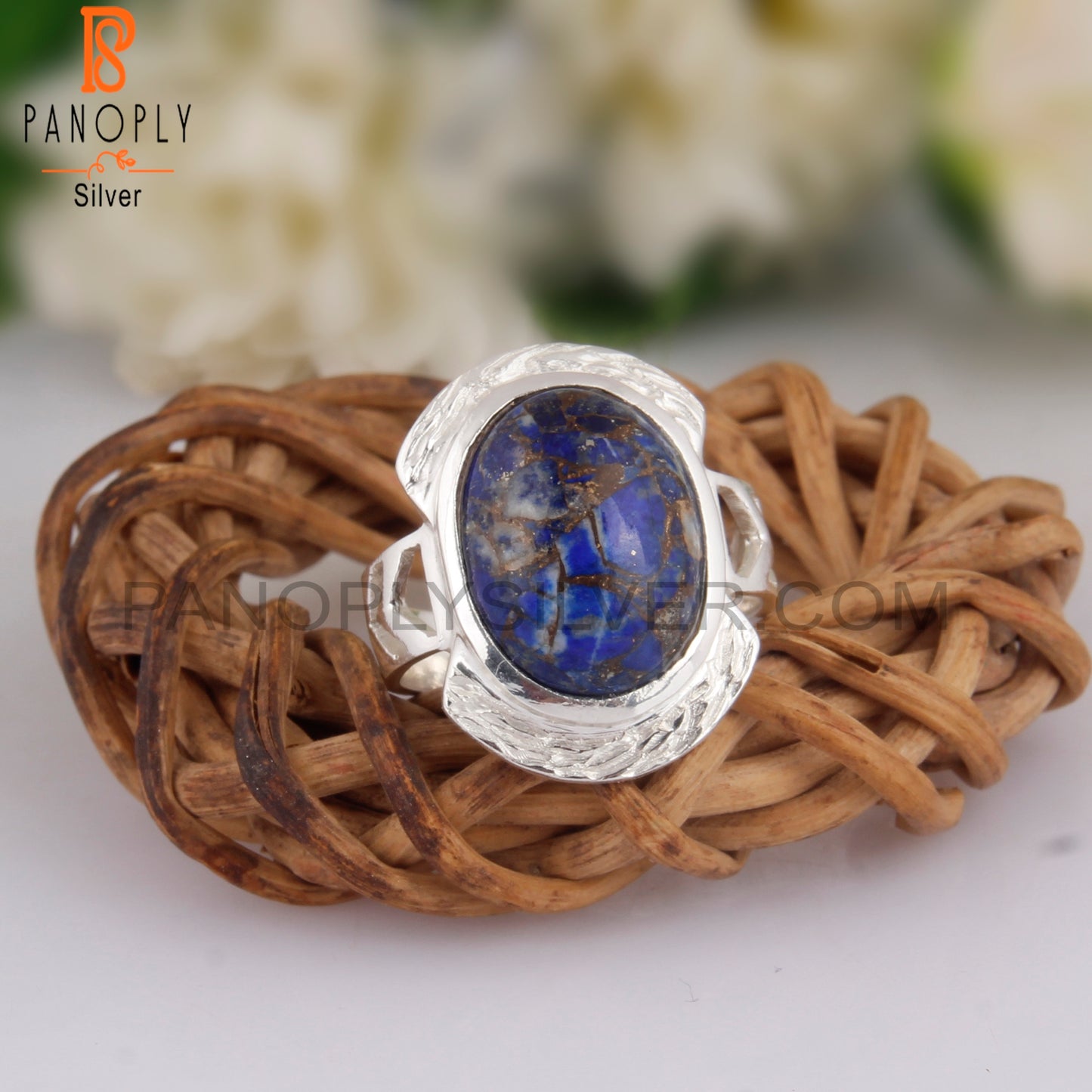 Oval Mojave Copper Lapis 925 Sterling Silver Ring
