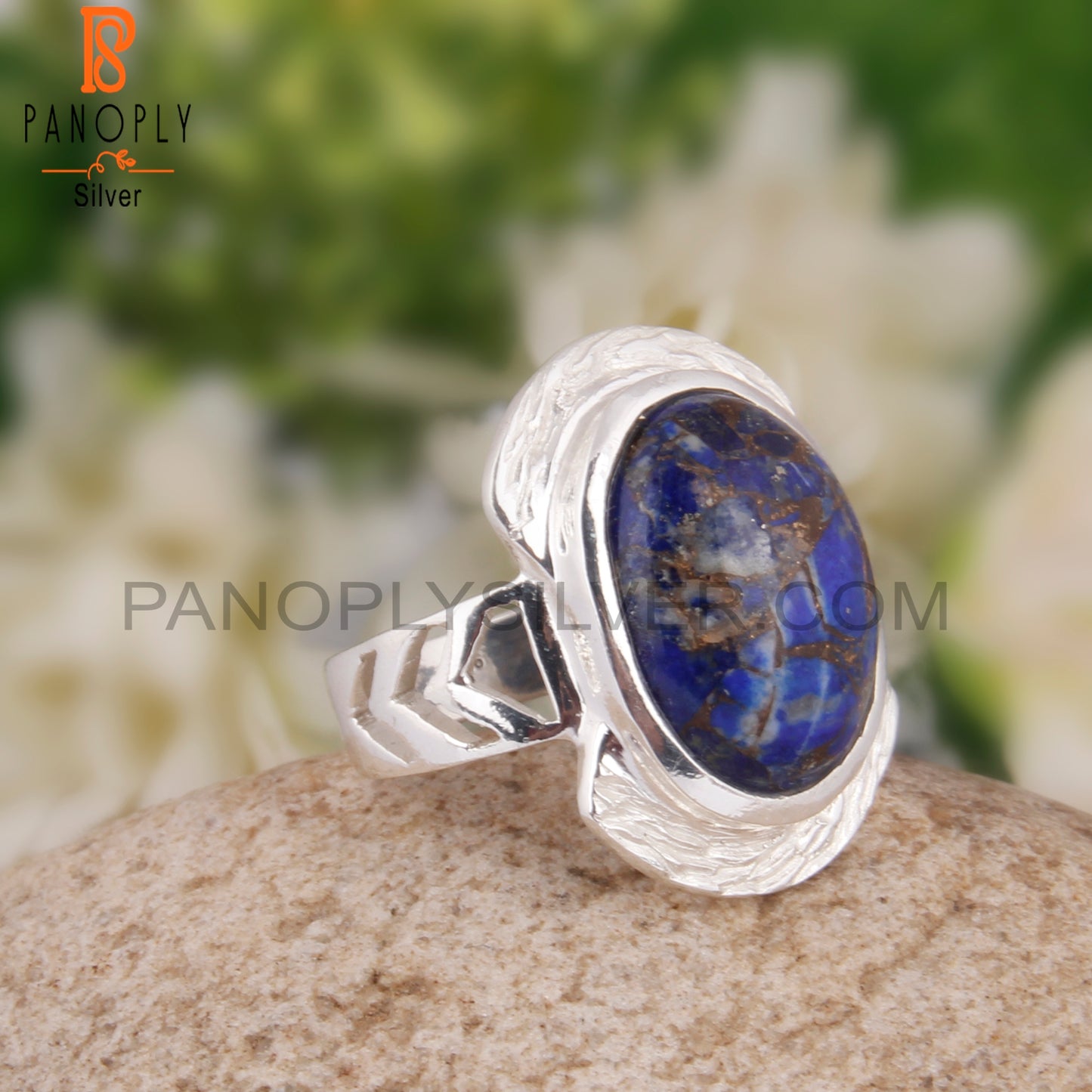 Oval Mojave Copper Lapis 925 Sterling Silver Ring