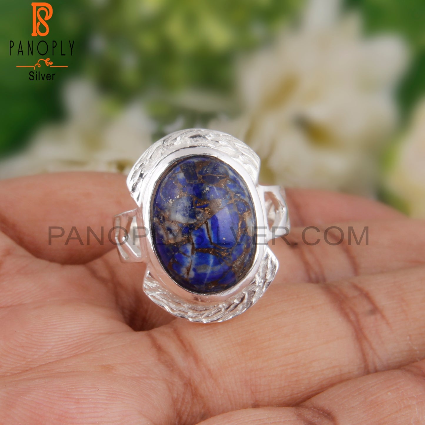 Oval Mojave Copper Lapis 925 Sterling Silver Ring
