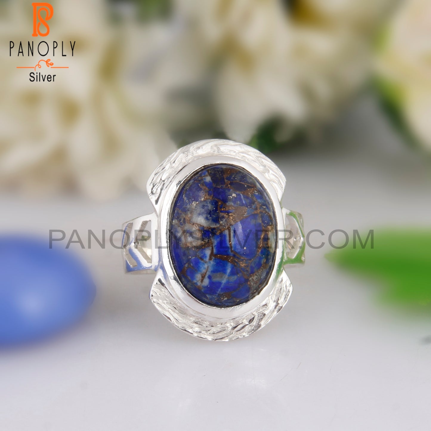 Oval Mojave Copper Lapis 925 Sterling Silver Ring