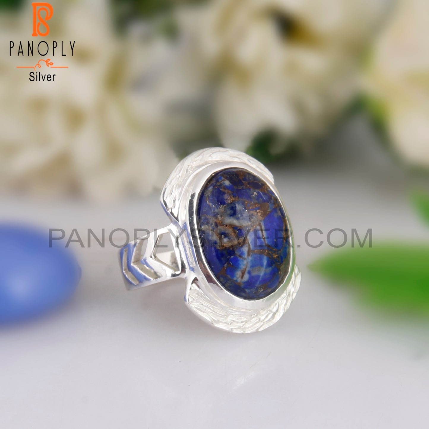 Oval Mojave Copper Lapis 925 Sterling Silver Ring