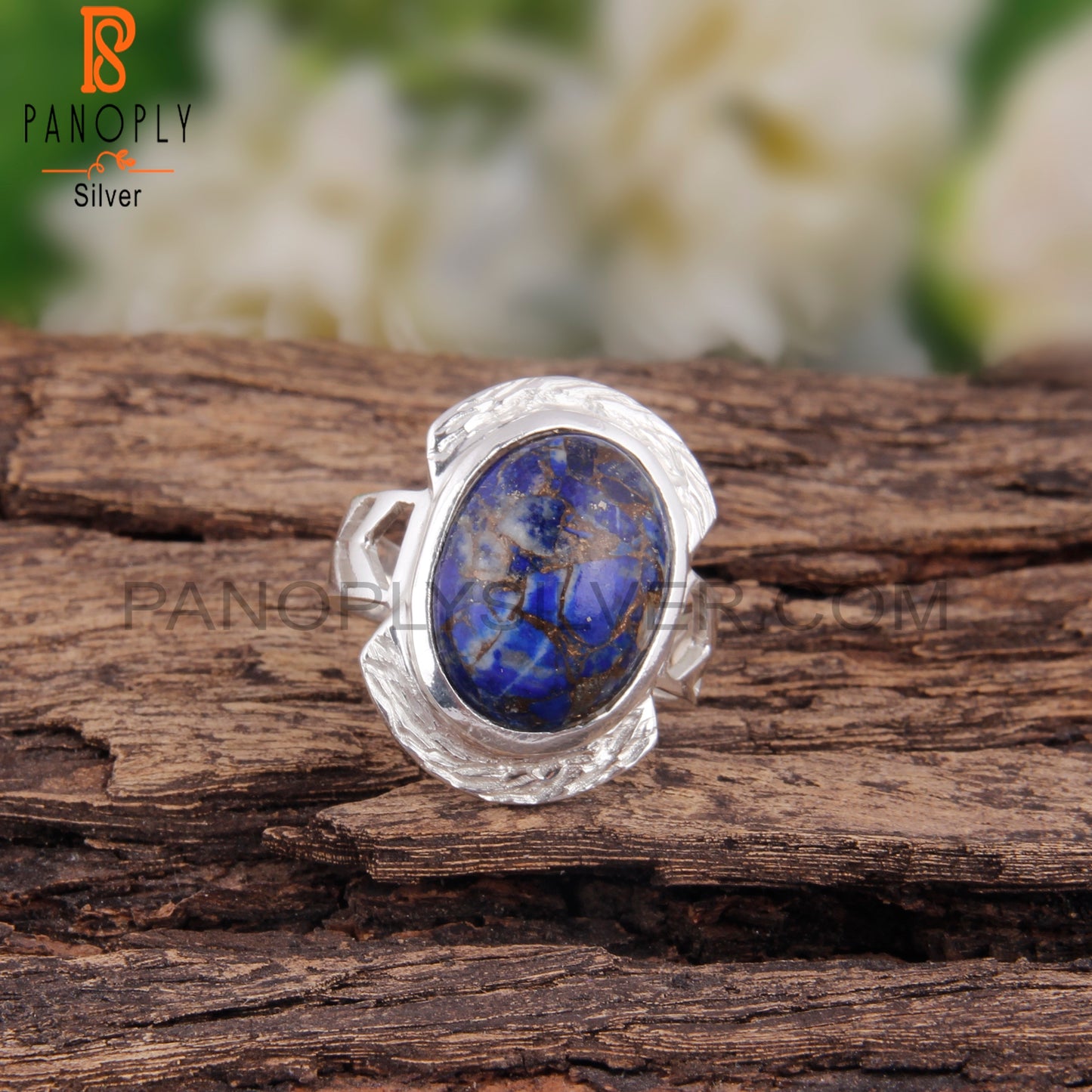 Oval Mojave Copper Lapis 925 Sterling Silver Ring