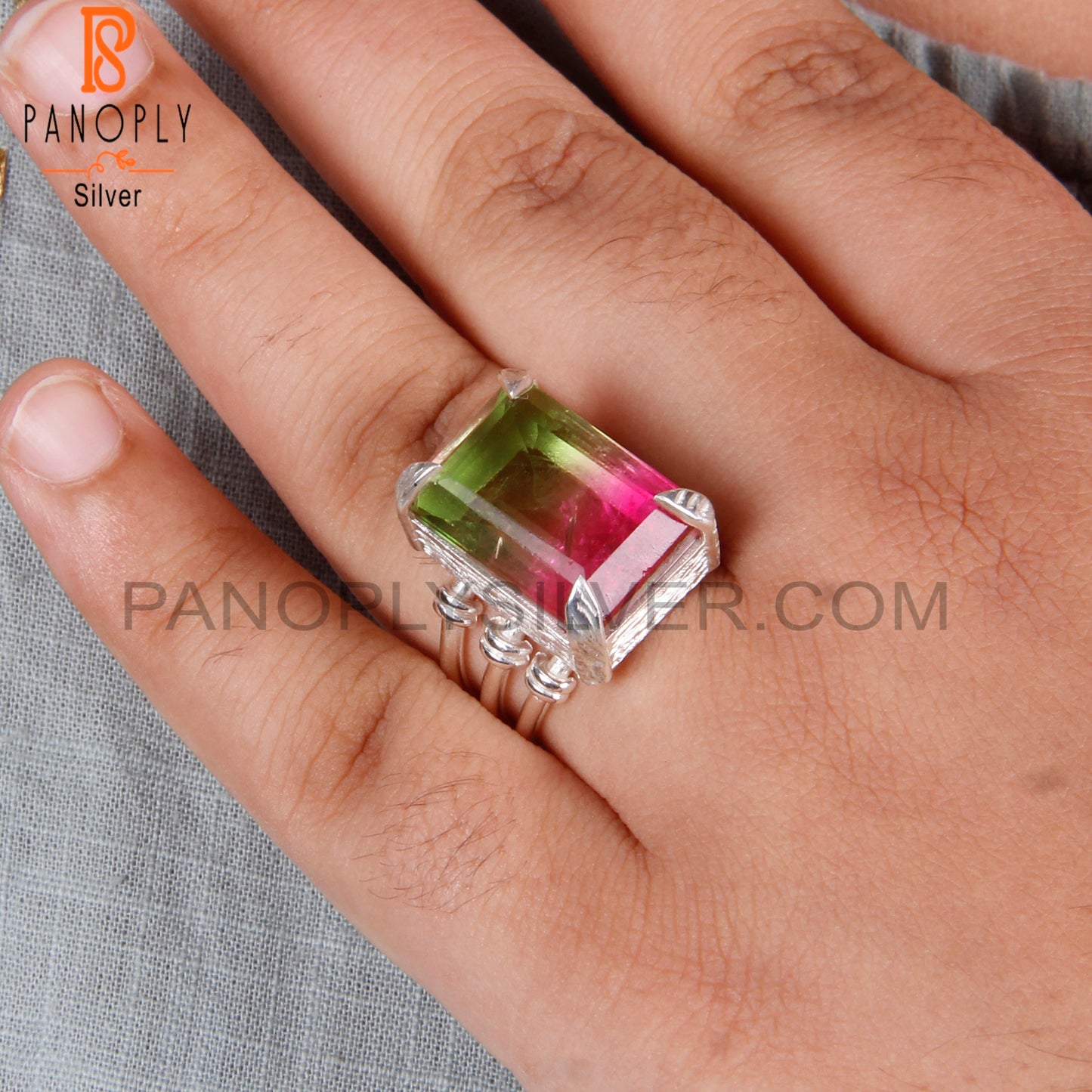 Bi-Colour Quartz Triplet 925 Sterling Silver Ring