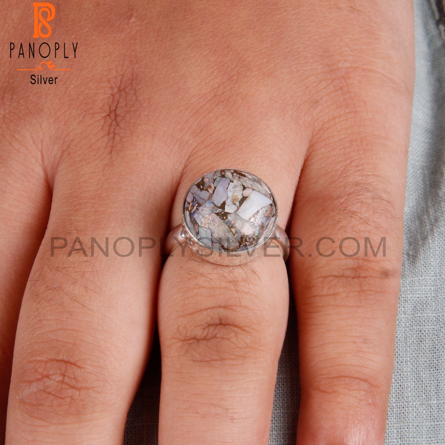 Mojave Ethiopian Opal Round 925 Sterling Silver Ring Jewelry