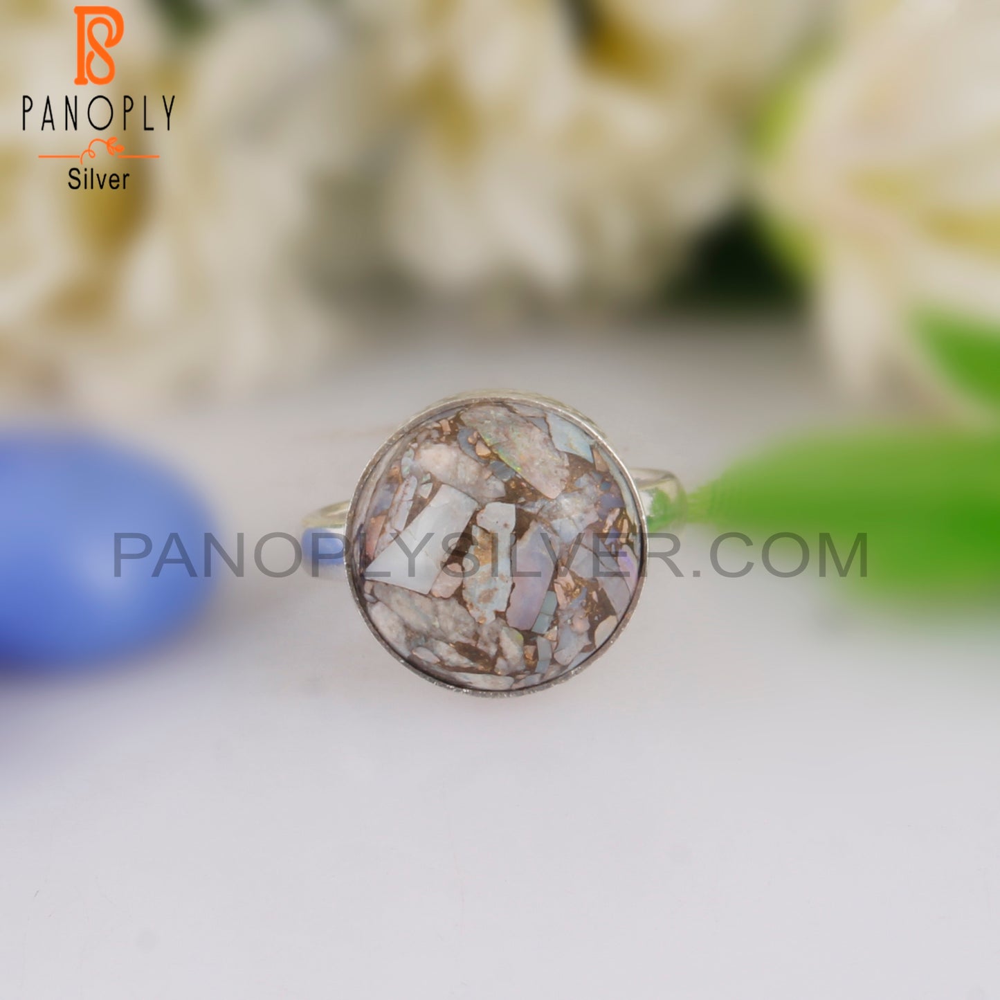 Mojave Ethiopian Opal Round 925 Sterling Silver Ring Jewelry