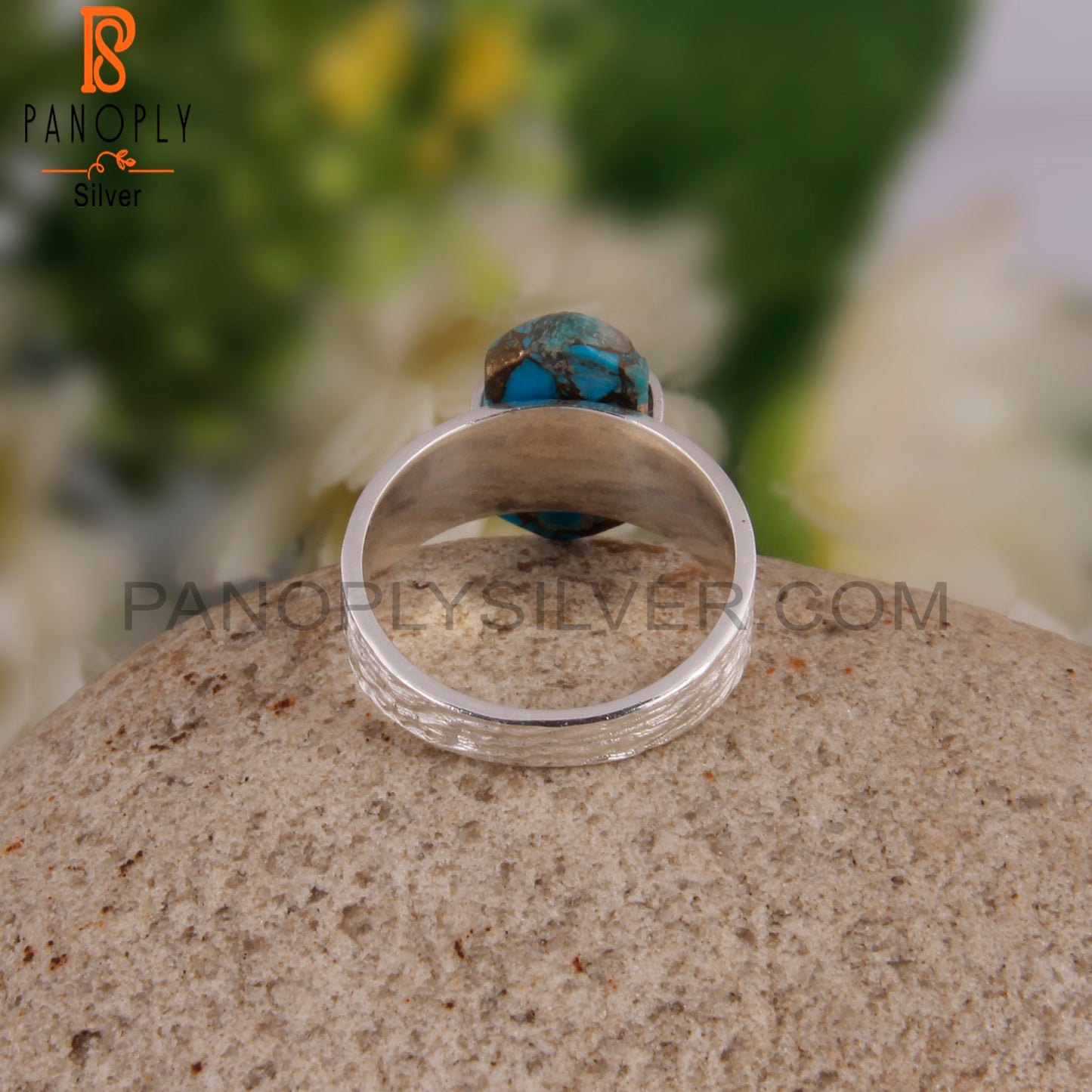 Dainty Mojave Copper Turquoise 925 Silver Ring