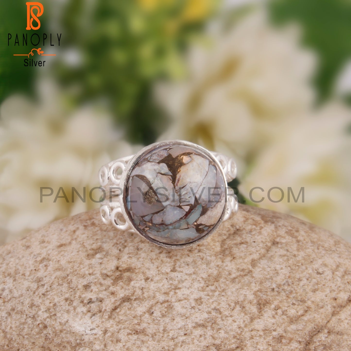 Stylish Mojave Copper Opal Round 925 Sterling Silver Ring