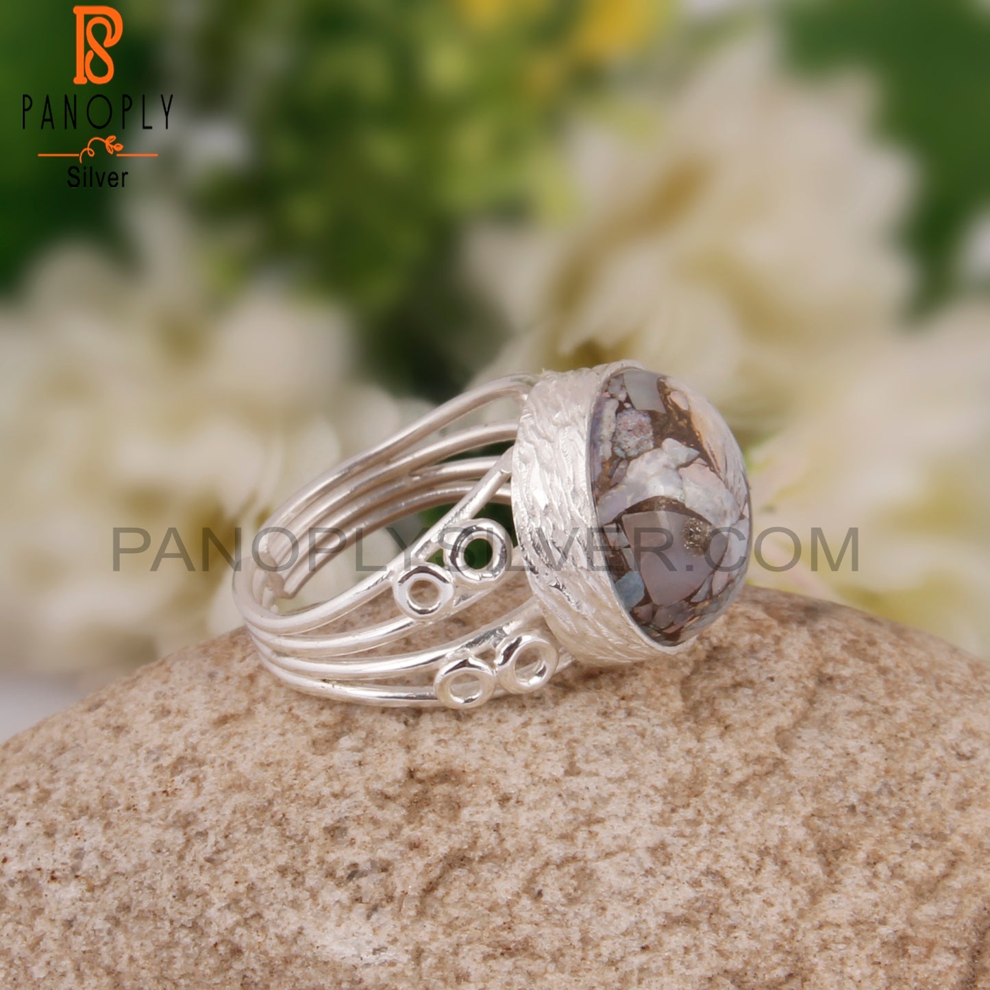 Stylish Mojave Copper Opal Round 925 Sterling Silver Ring