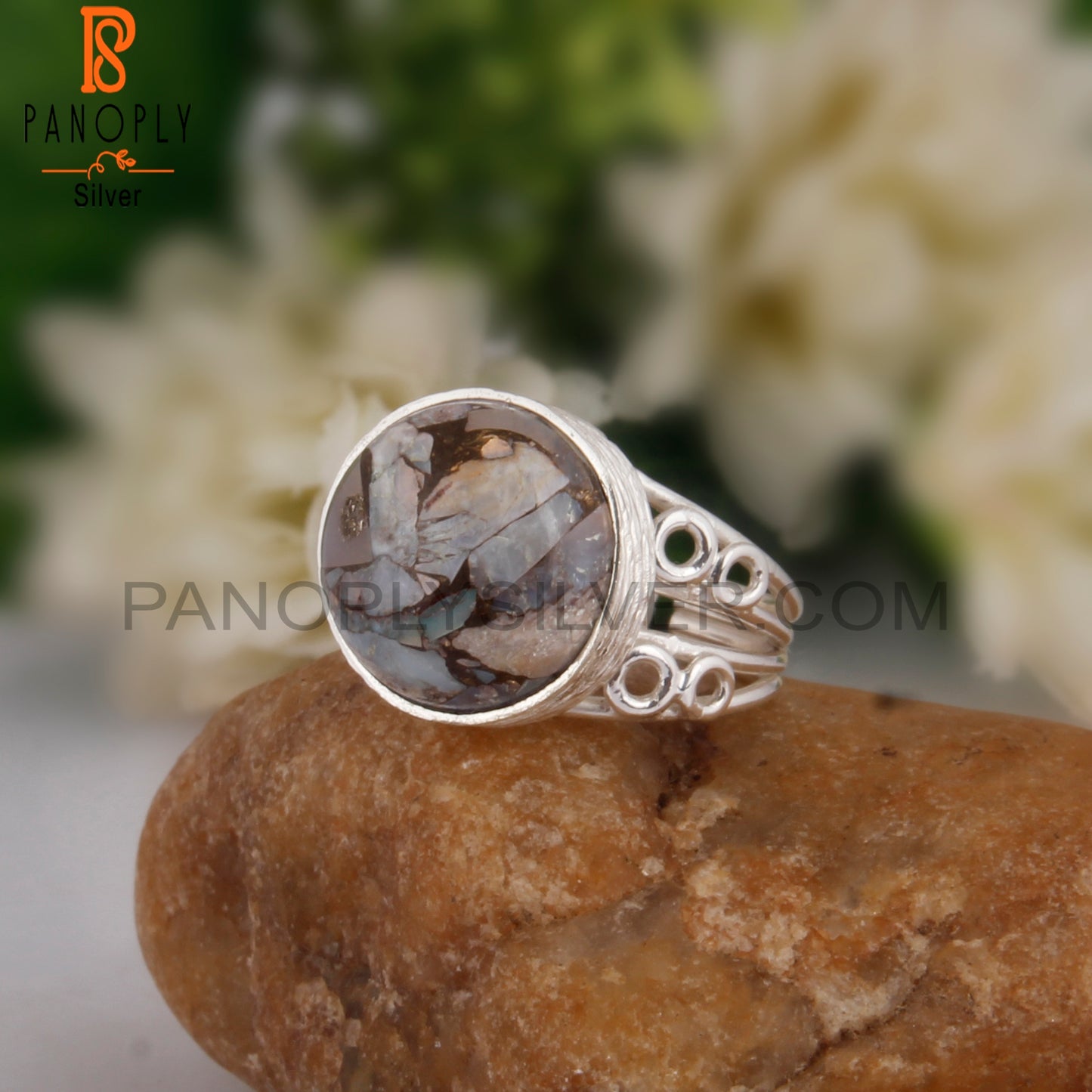 Stylish Mojave Copper Opal Round 925 Sterling Silver Ring