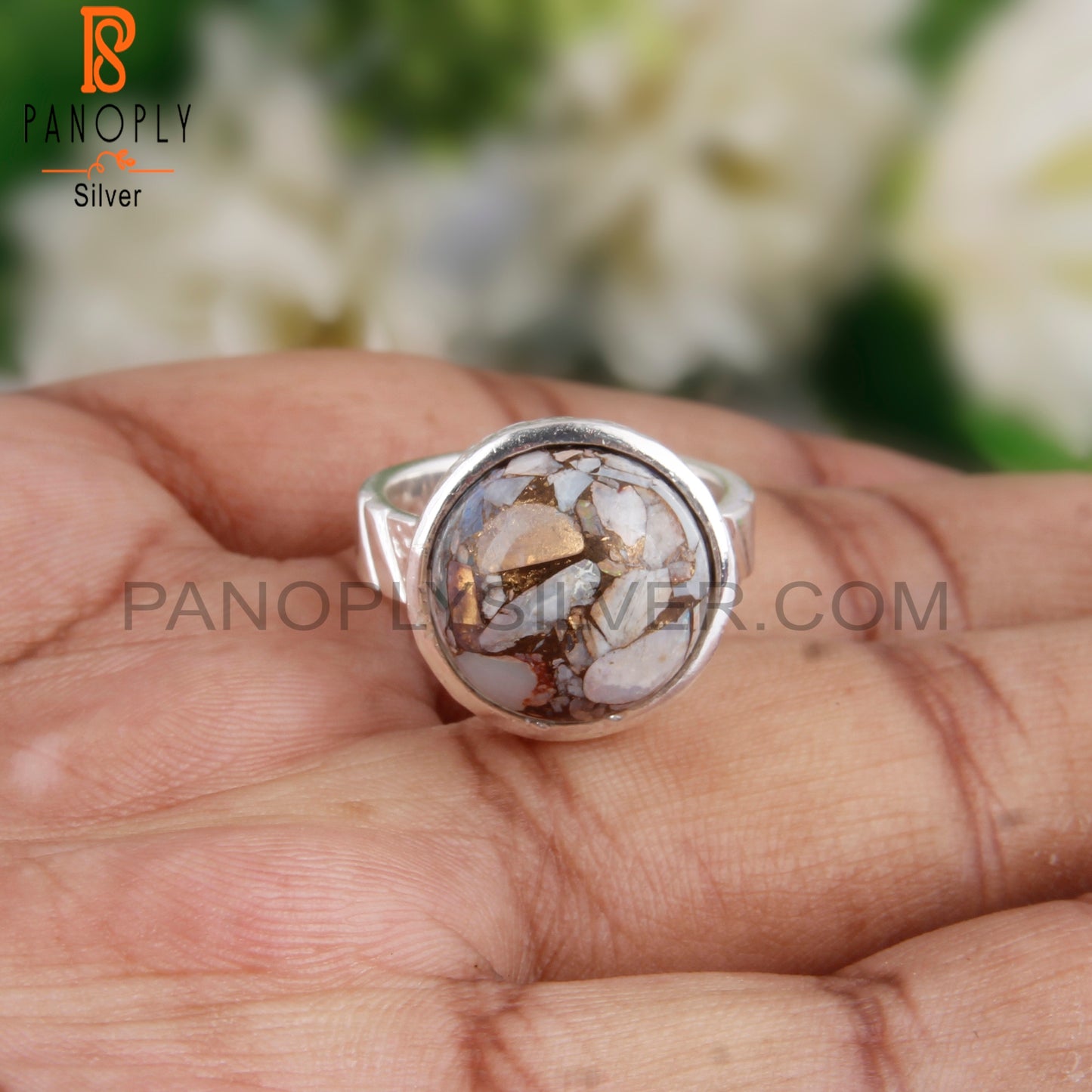 Mojave Copper Ethiopian Opal Round 925 Silver Ring